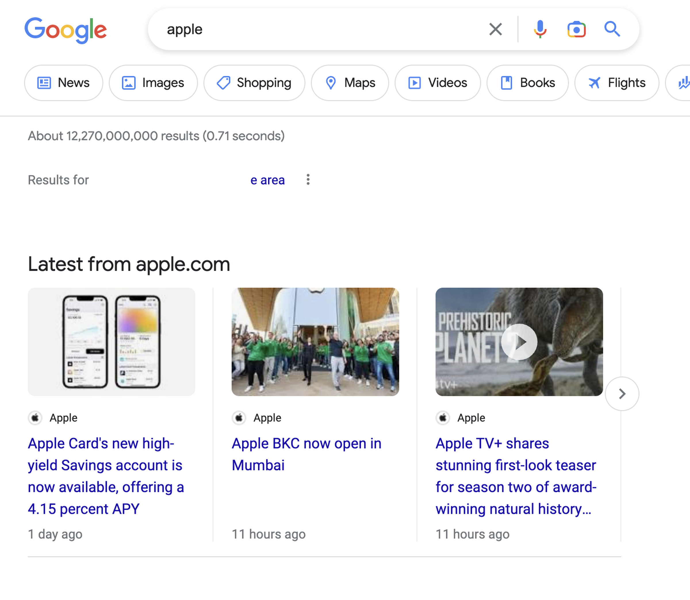 A screenshot of Google search results without blue links.