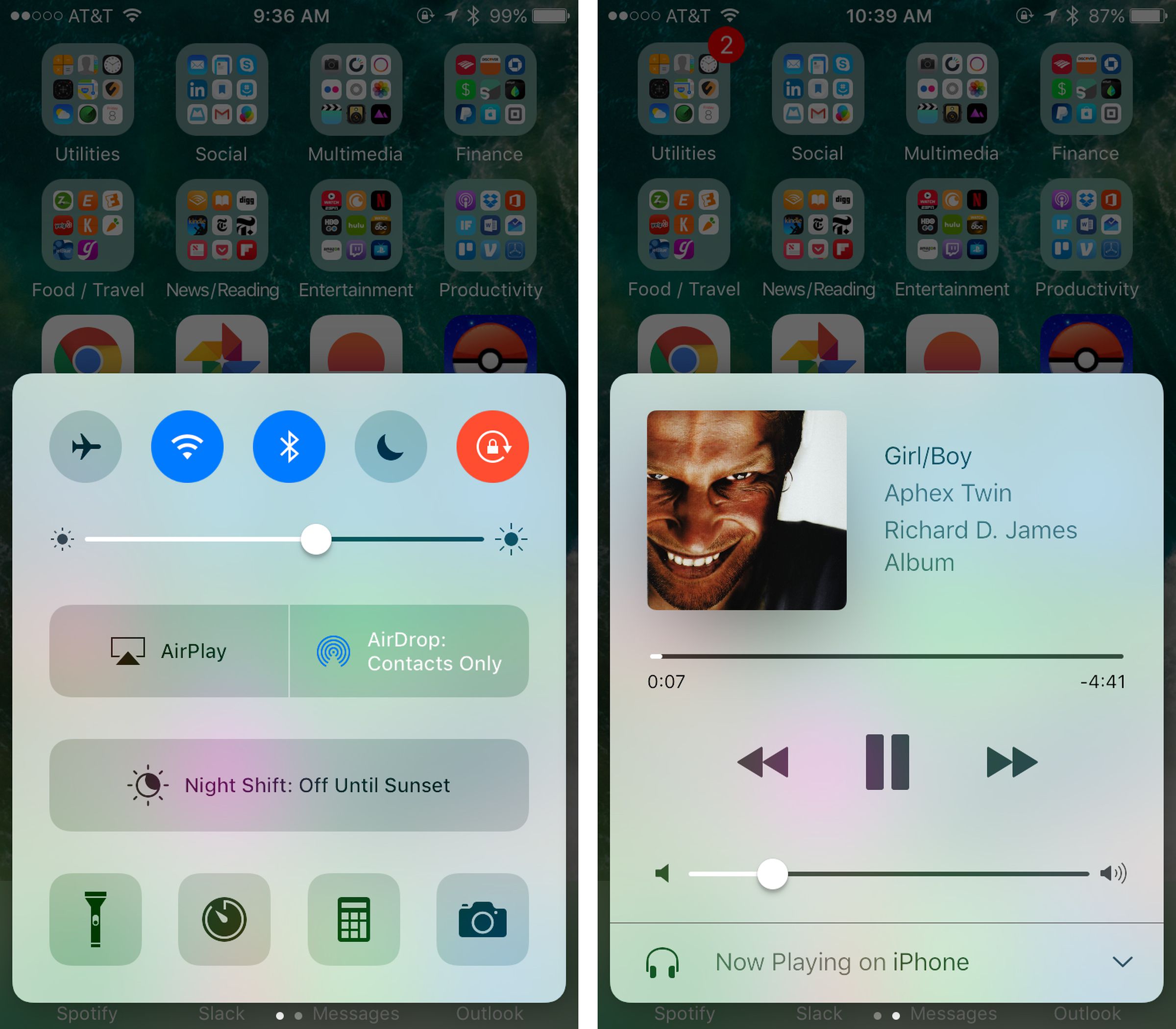 The old iOS 10 Control Center