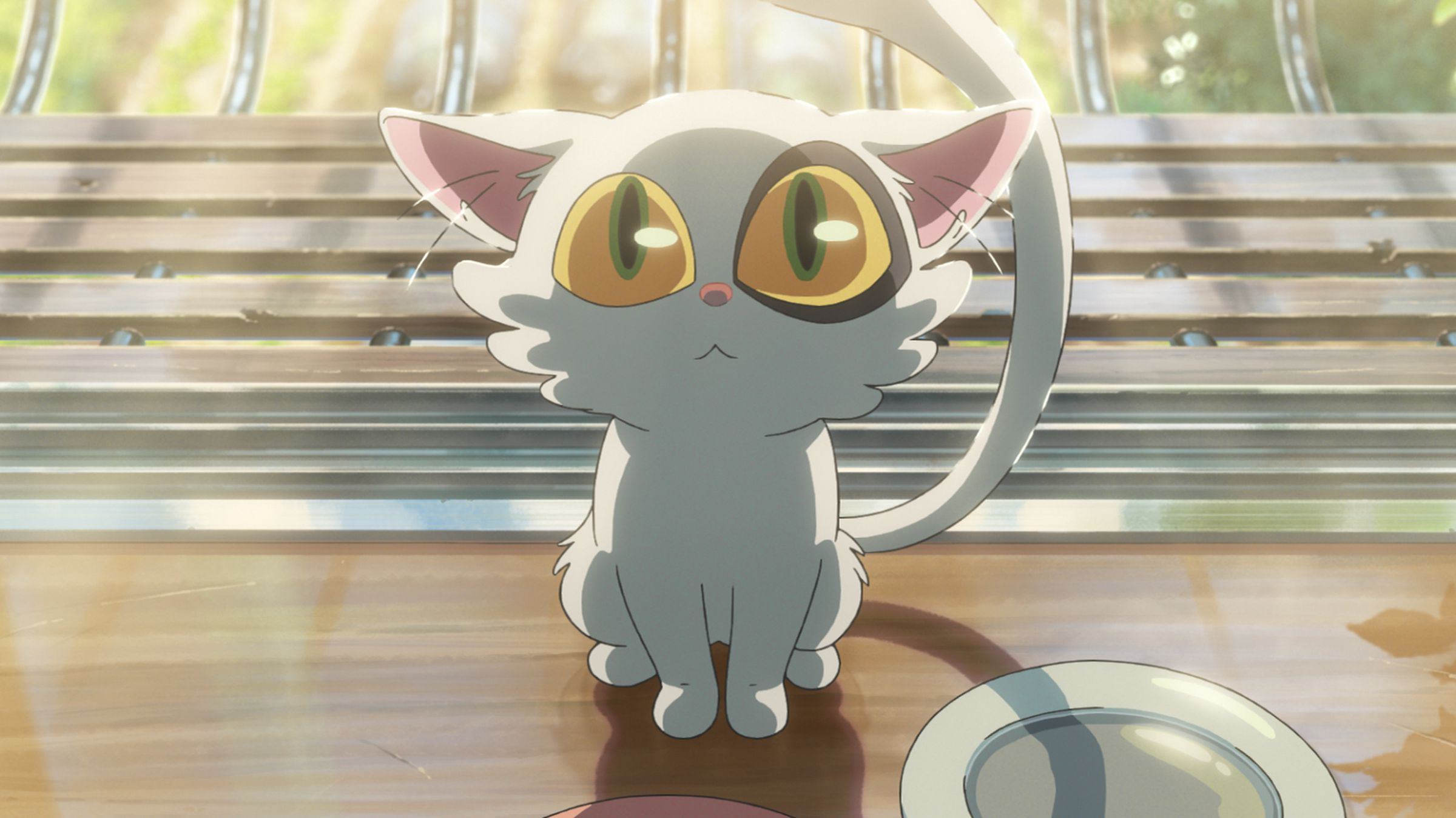Anime filmi Suzume'den bir kedi görüntüsü.