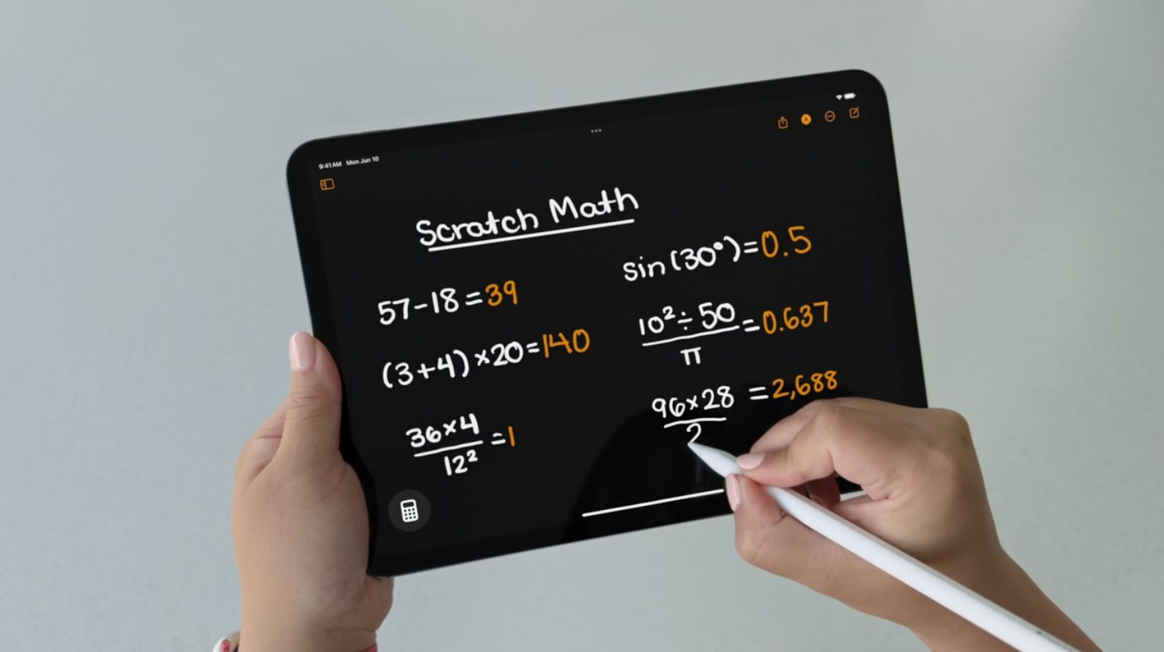 The Apple Pencil can solve math problems after you write them.