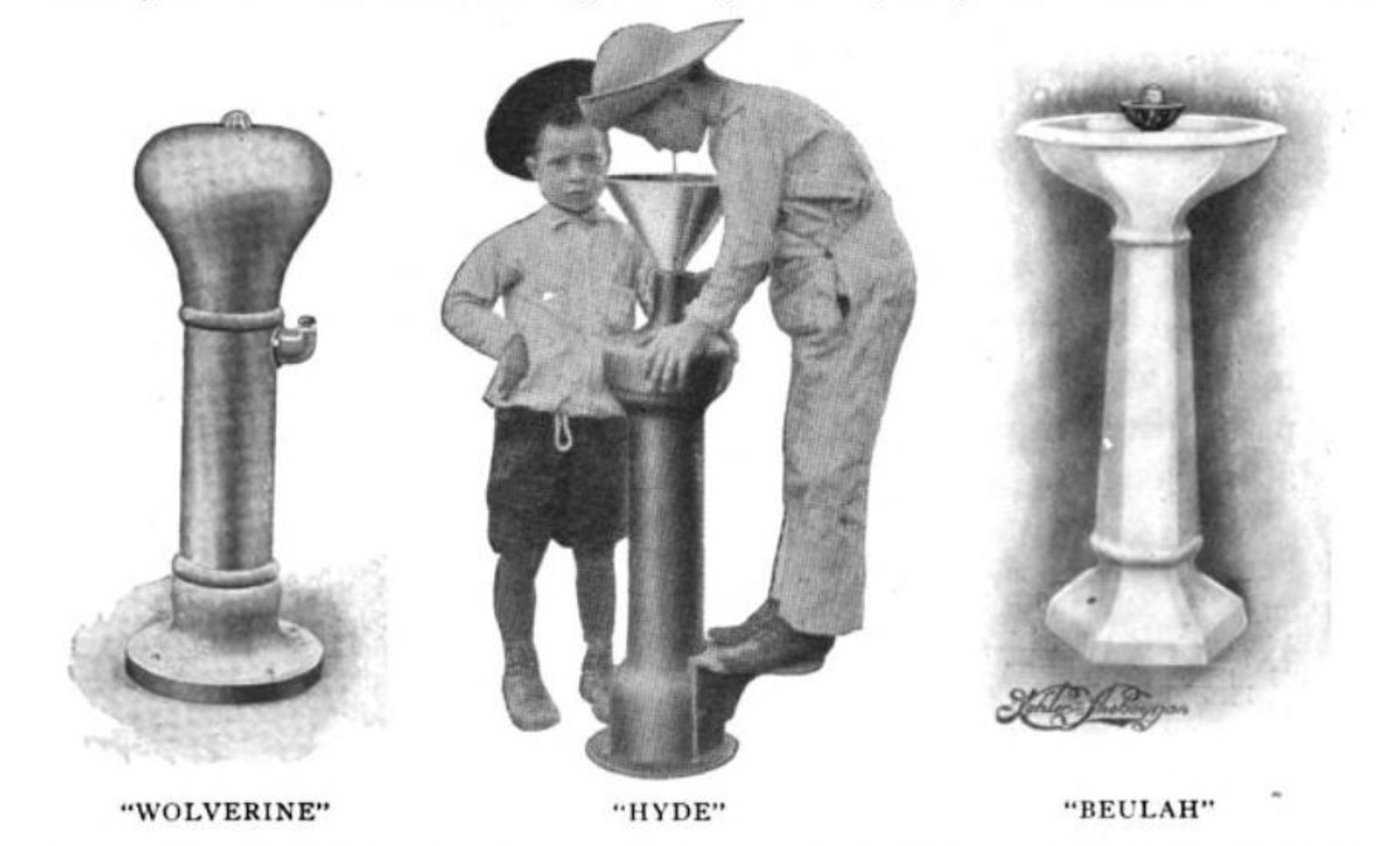 “Sanitary fountains” were popularized in the early 1900s to prevent the spread of disease; earlier types had a “common cup” everyone would share. Modifications came fast after scientists found vertical streams and a spout that fits inside one’s mouth weren’t best for public health, either. 