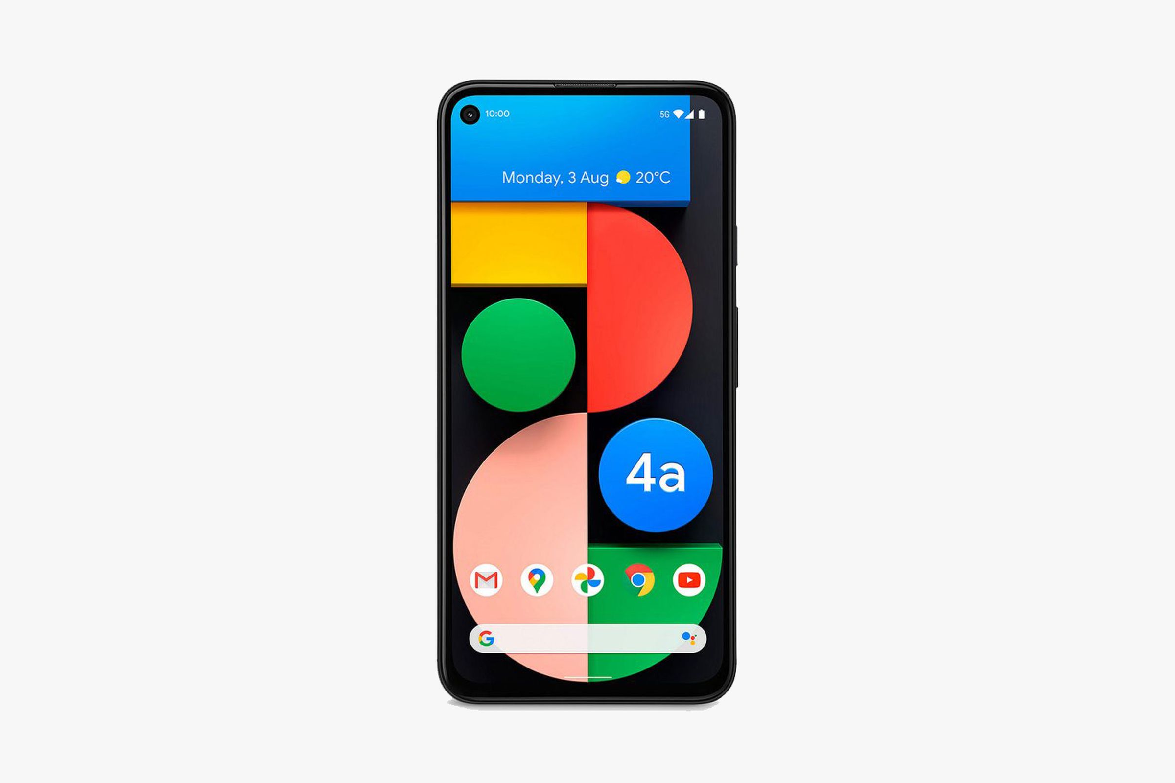 The images show a similar looking device to the Pixel 4A, but there’s a 5G logo in the status bar.