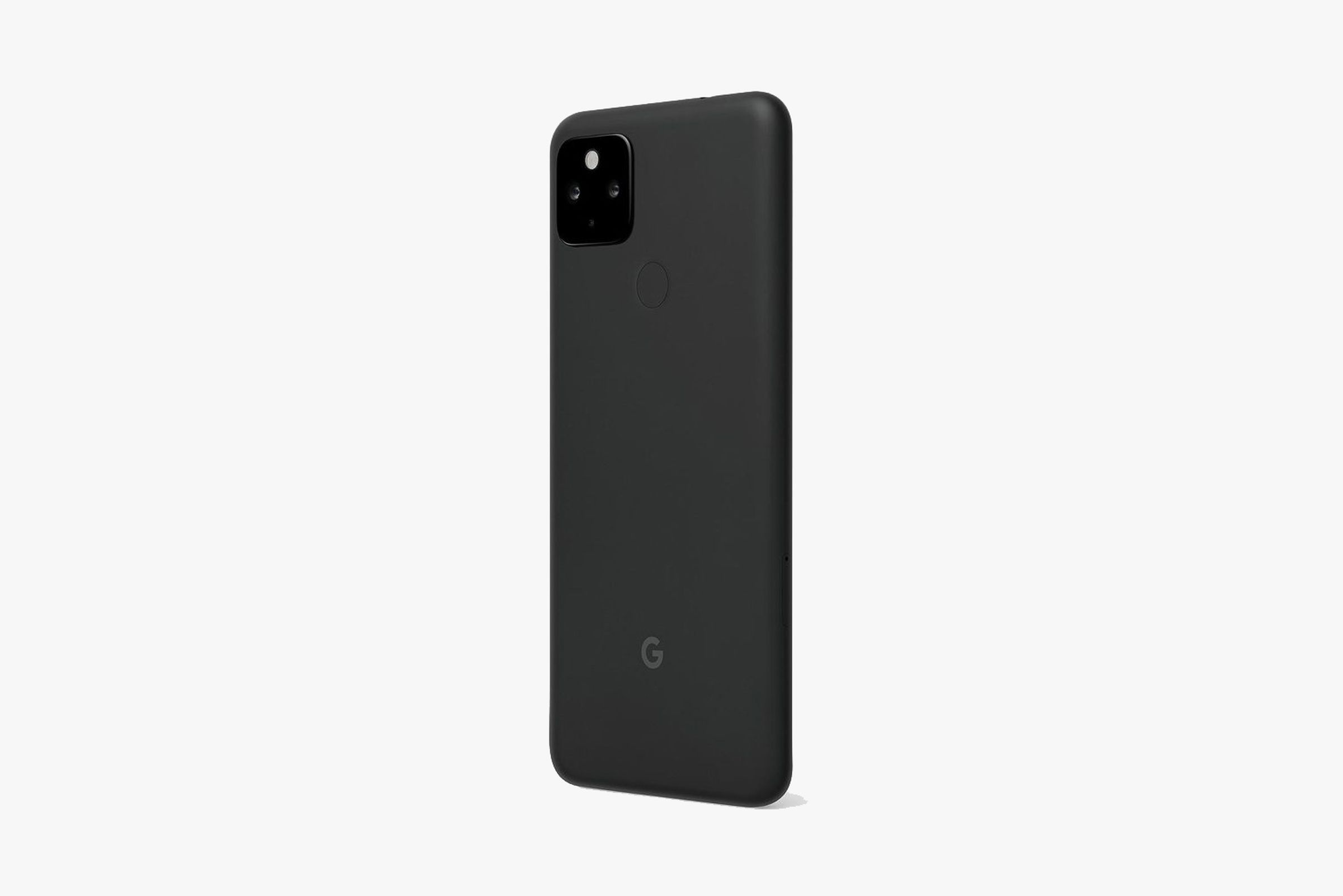 The device shown has a rear-mounted fingerprint sensor, just like the Pixel 4A, and there’s a headphone-jack shaped cutout visible on its top.