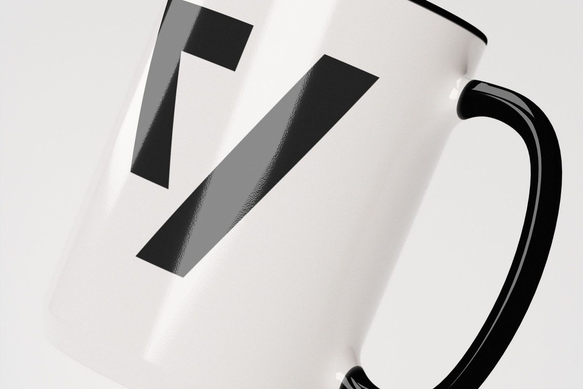 The Verge monochromatic mug floating