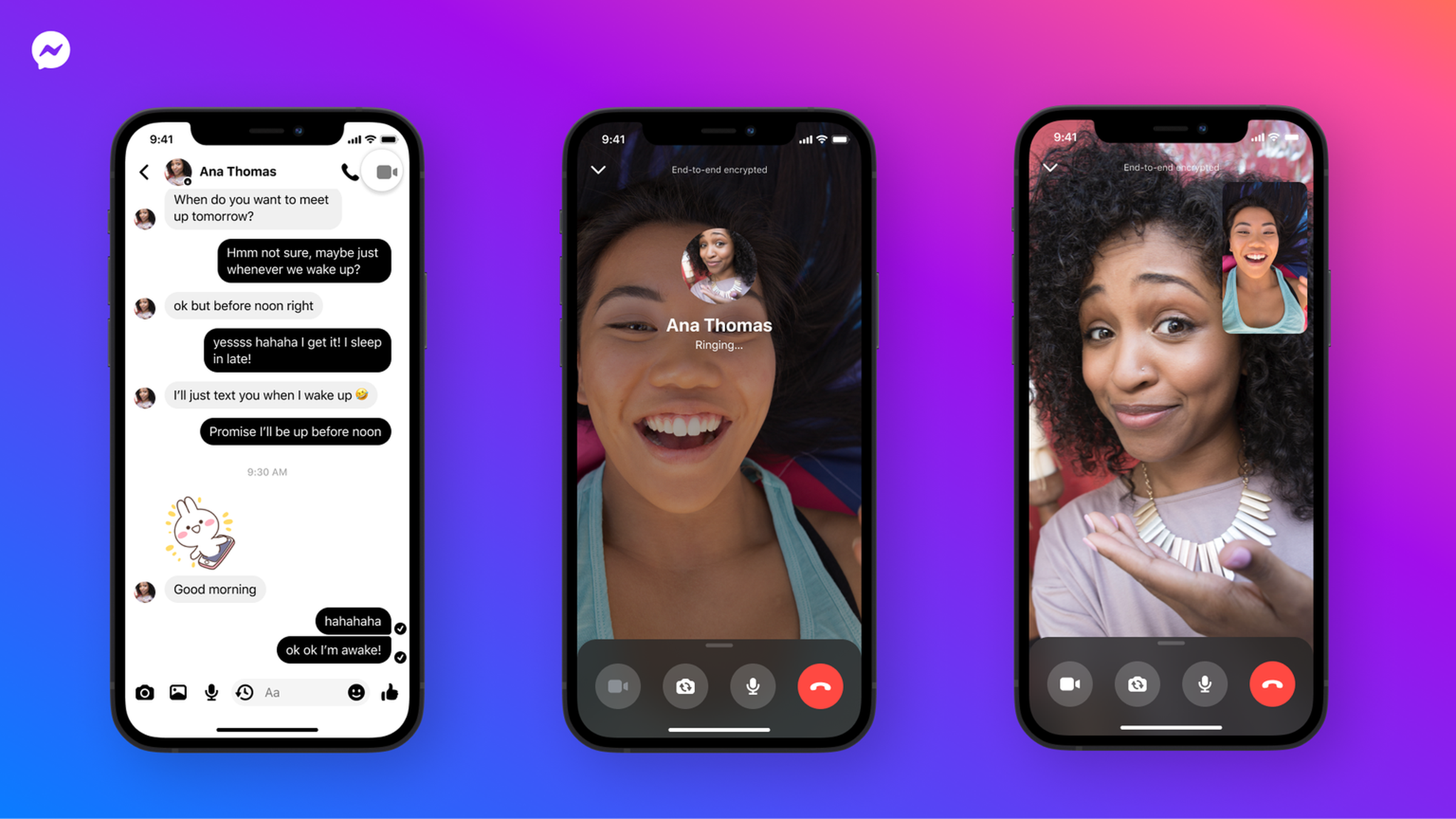 Encrypted video calling on Messenger.
