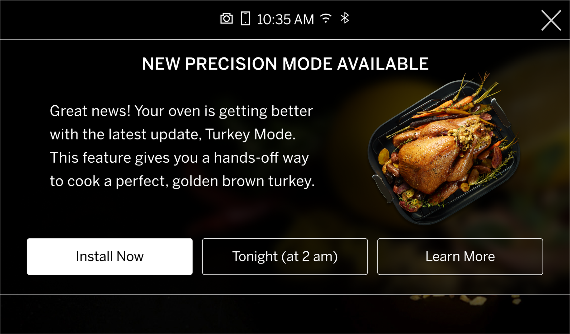 Turkey Mode is part of GE Appliances smart oven’s Precision Cooking programs.