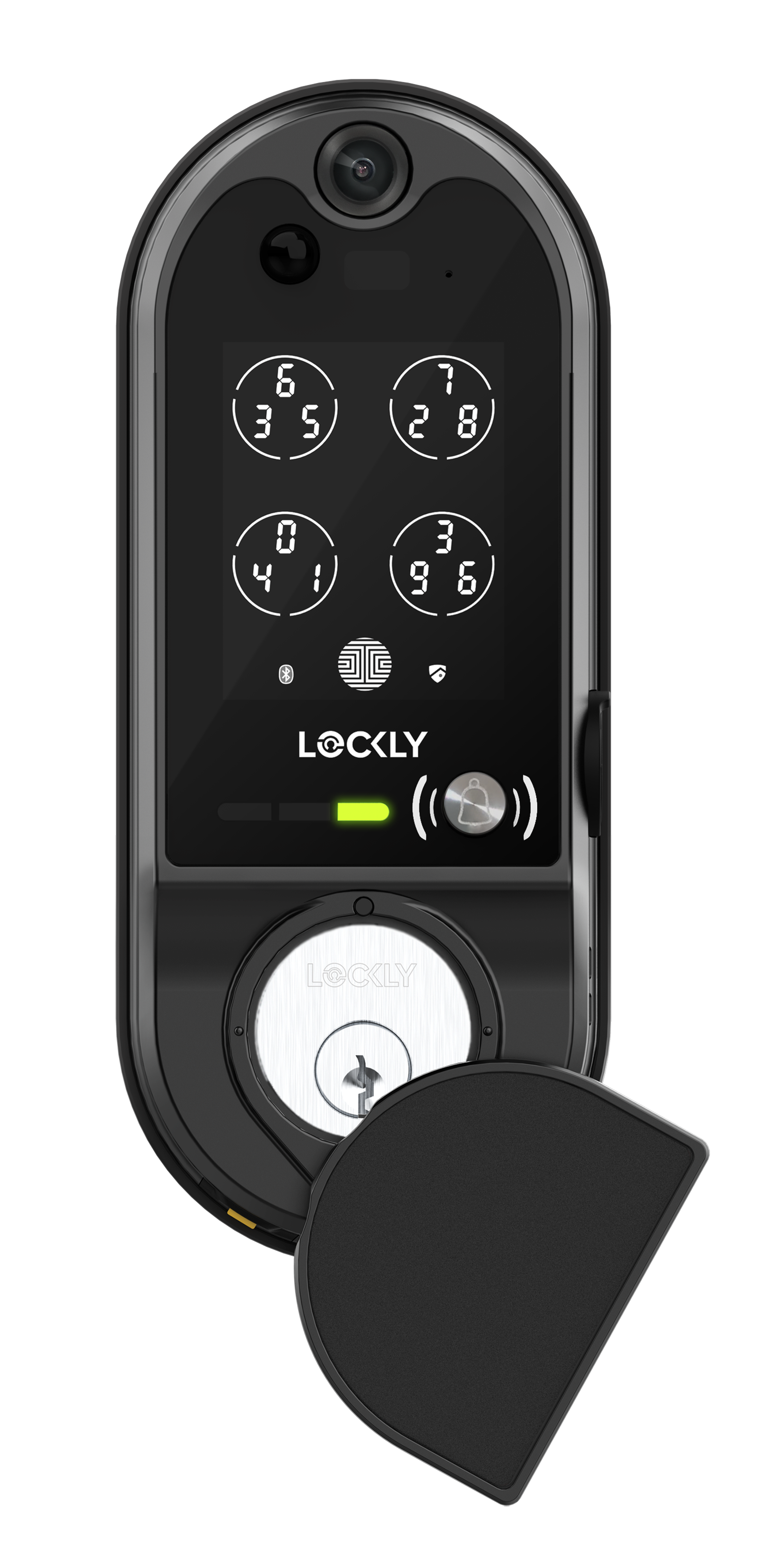The Lockly Vision Elite has an adjustable solar panel that covers the lock’s keyhole.