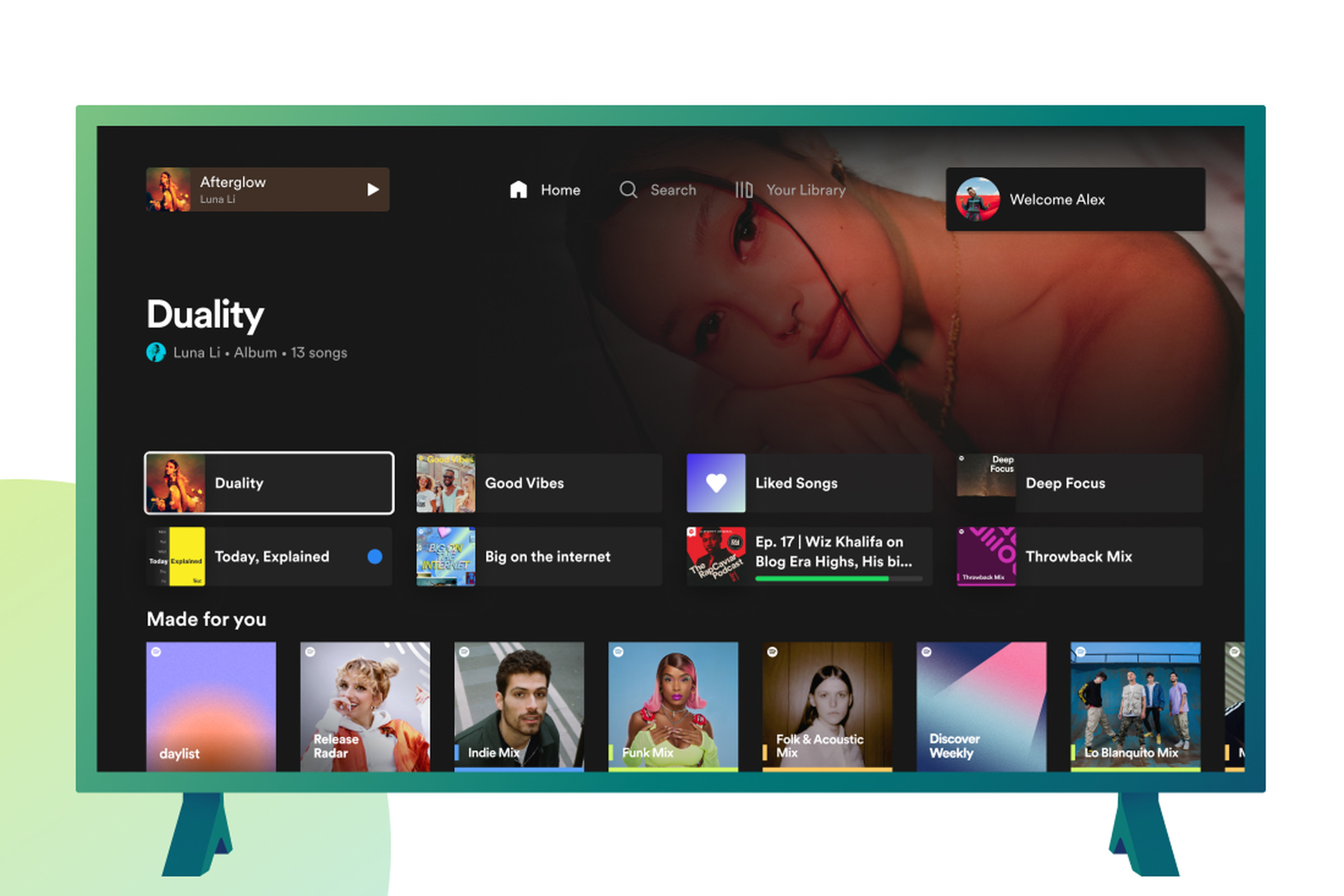 An image showing the Spotify app on TV