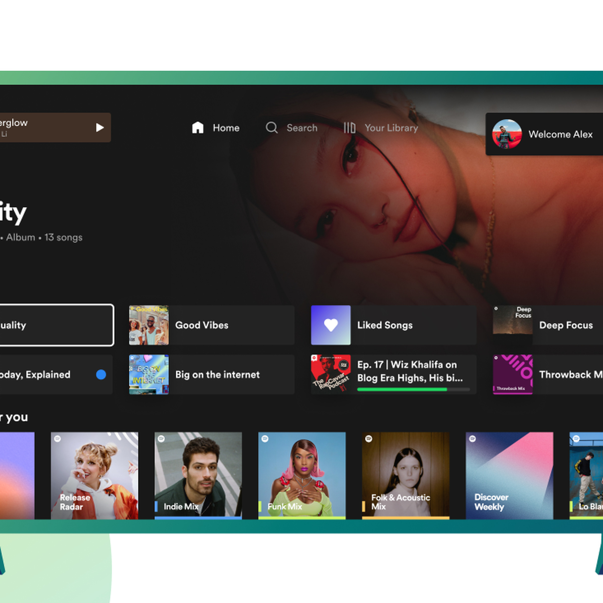 An image showing the Spotify app on TV