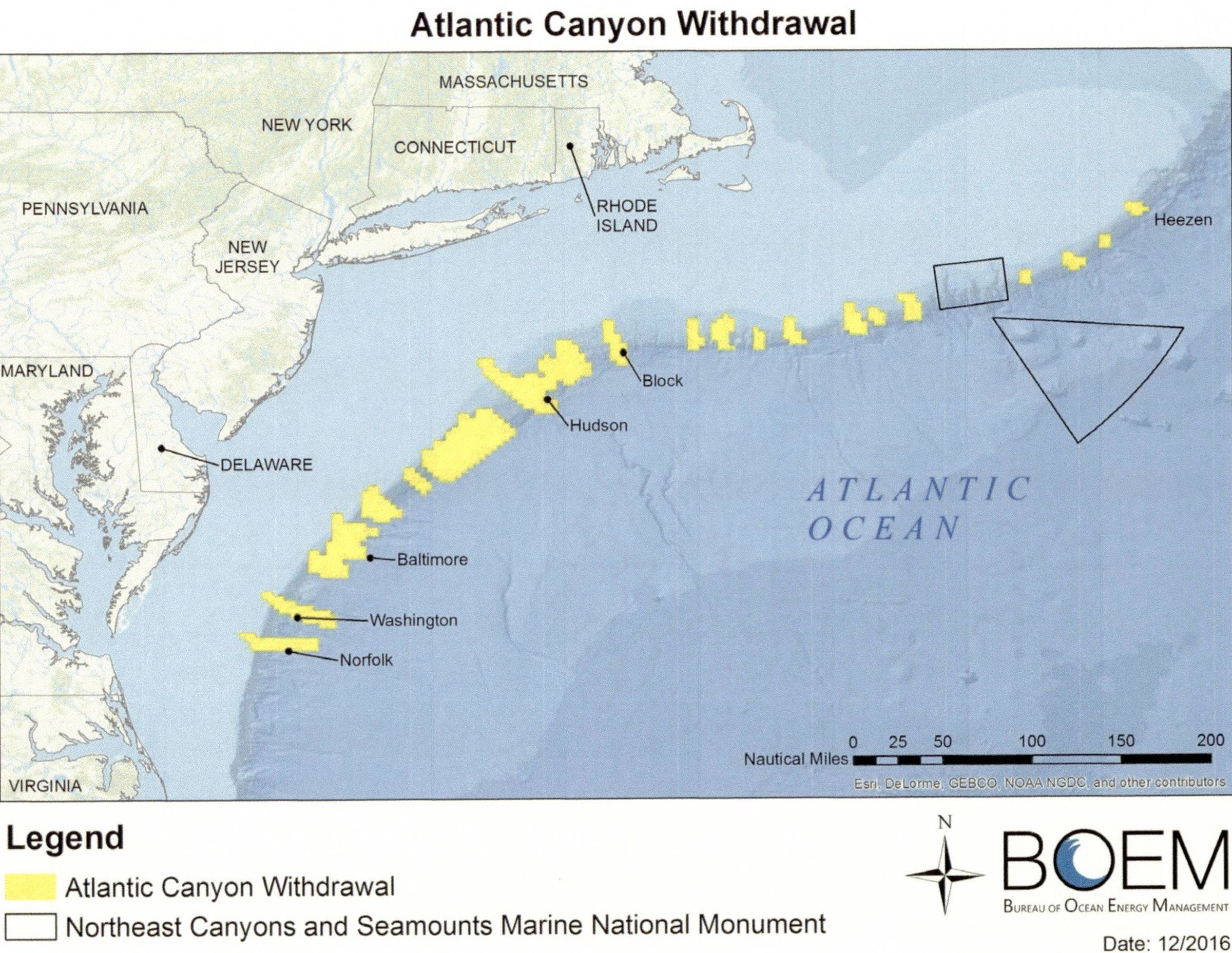 The yellow areas are the ones that President Obama protected under the 1953 Outer Continental Shelf Lands Act