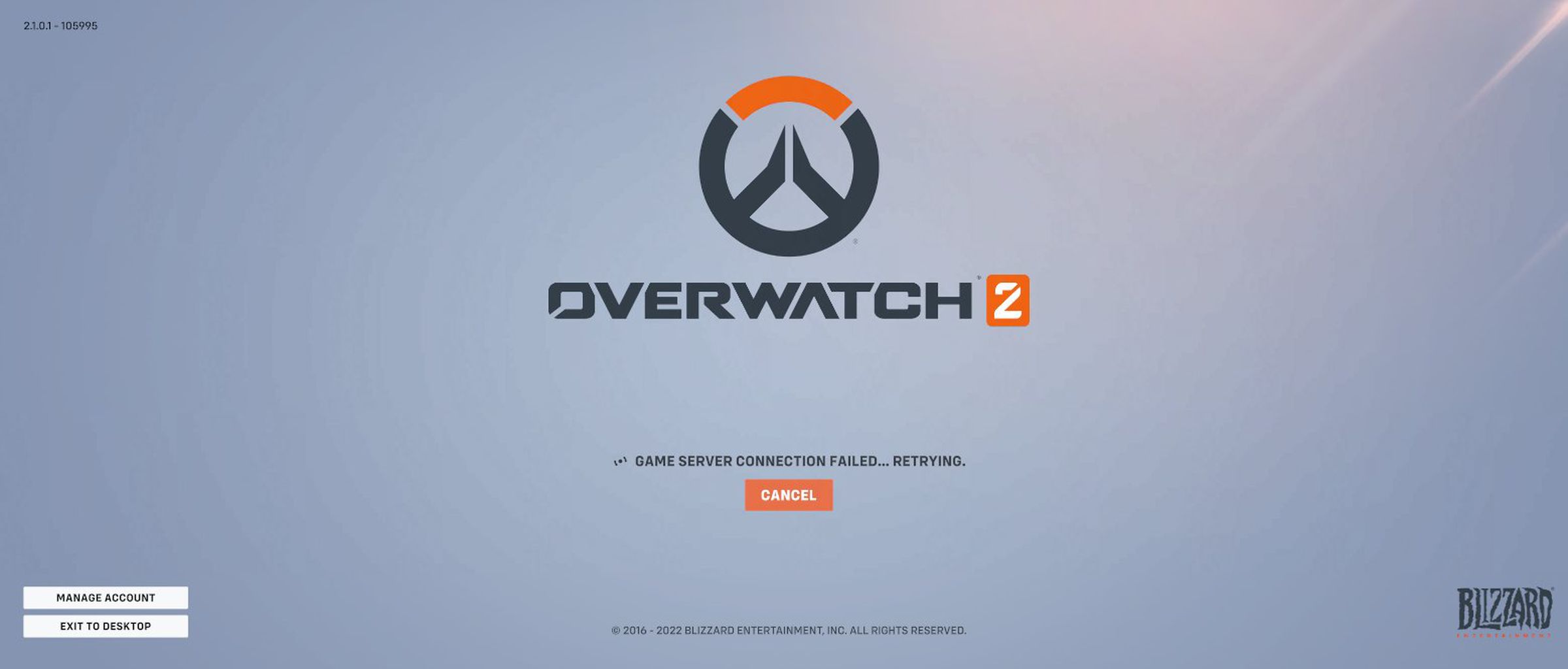 Overwatch 2 “server connection failed...retrying” error screen