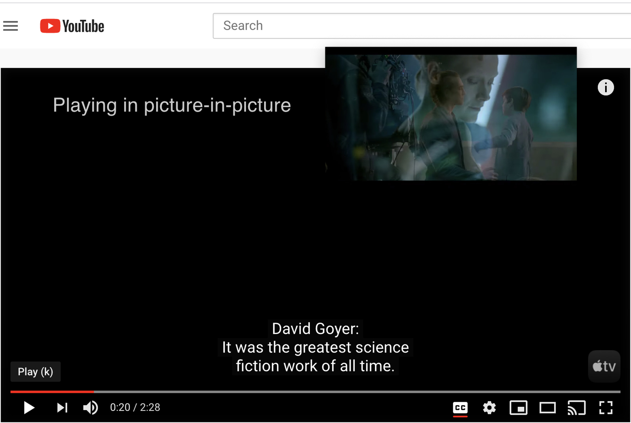 You can move the PiP image anywhere in your screen; however, captions won’t move with it.