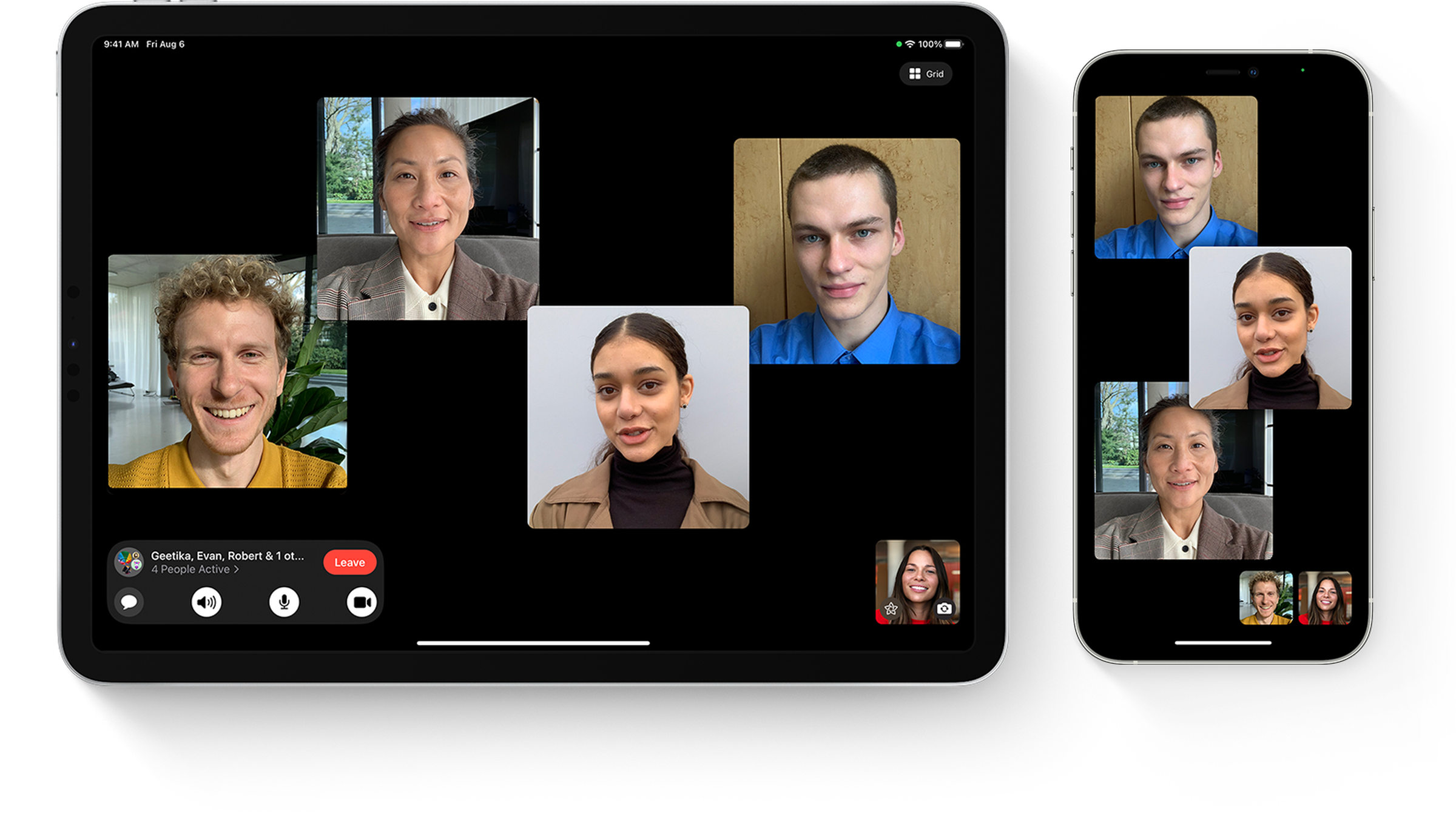 Group FaceTime screens