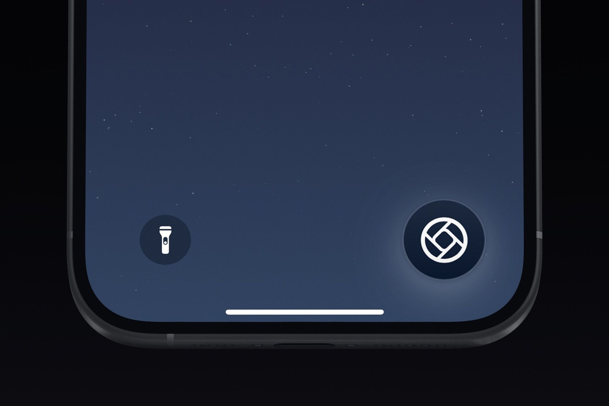 A close-up of the Halide camera shortcut added to an iPhone’s lock screen. 