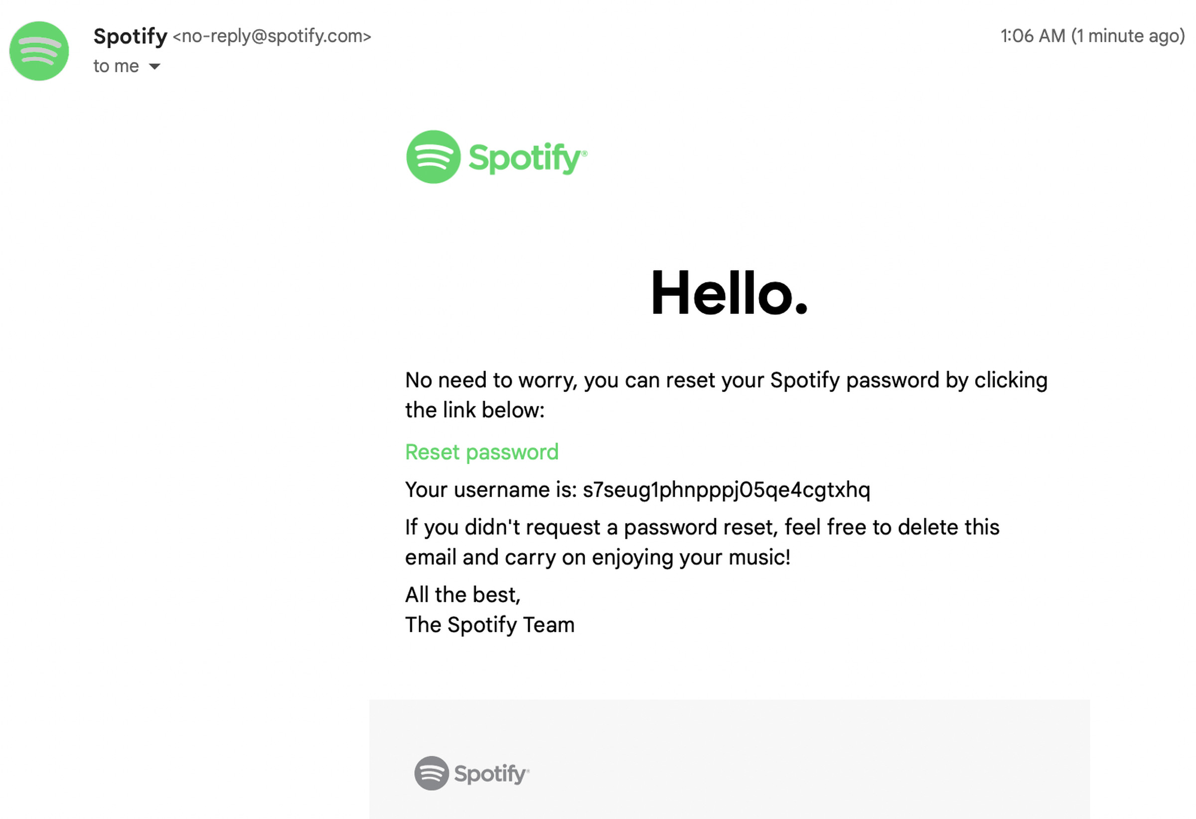 Spotify’s password reset page