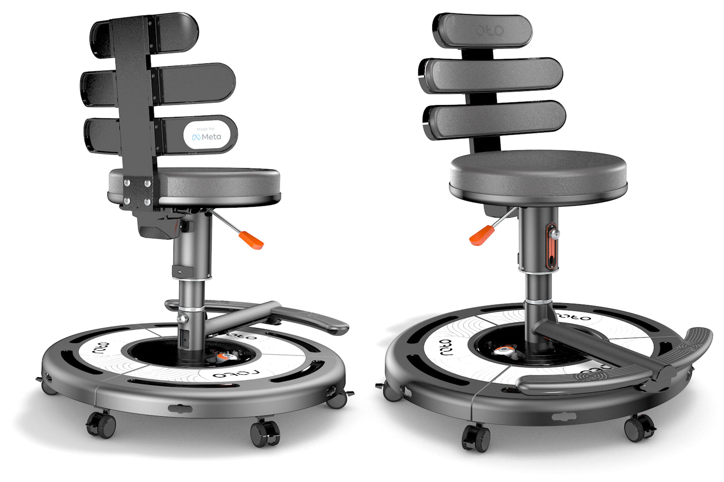 The front and back of the Roto VR Explorer chair pictured against a white background.