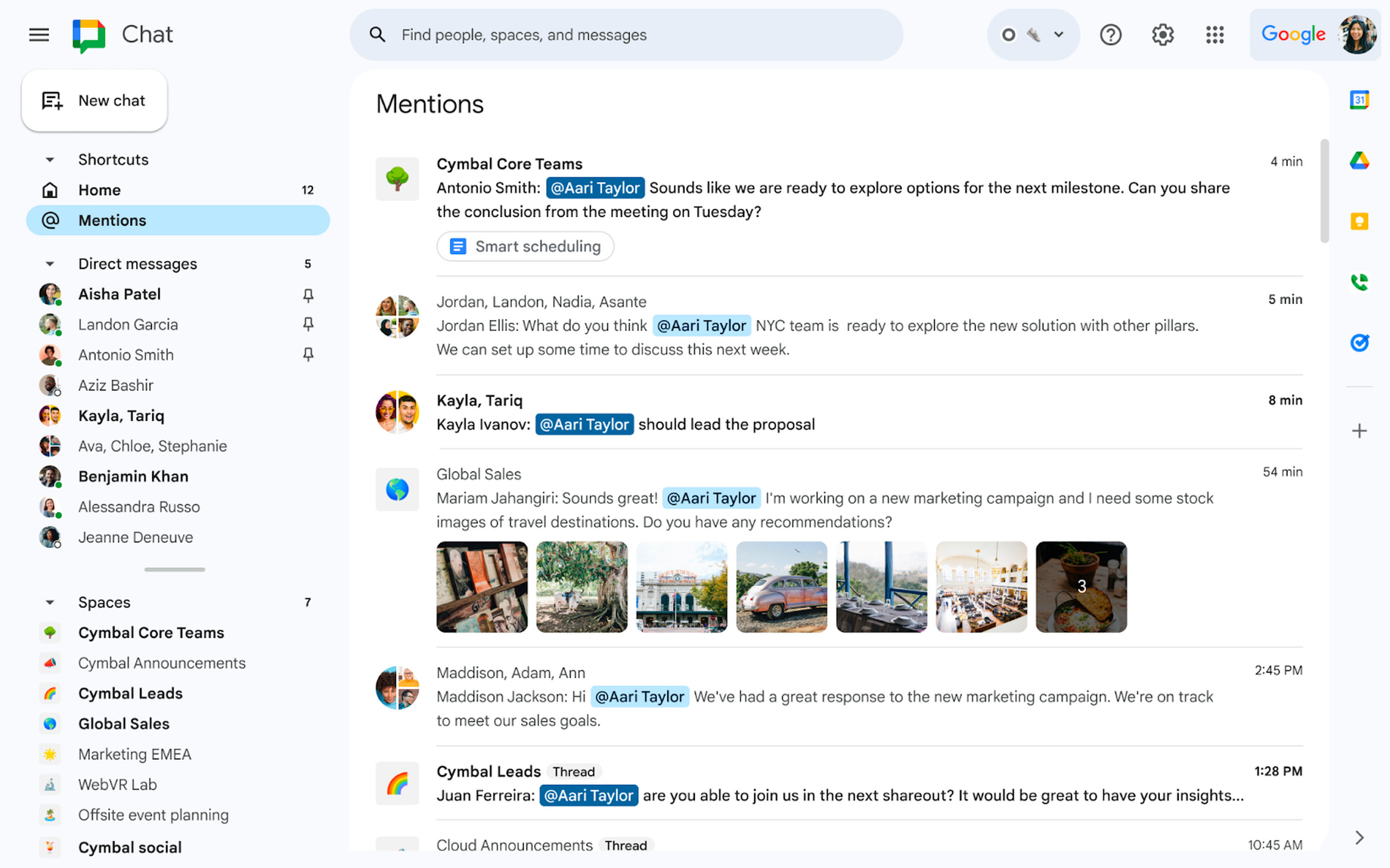 A screenshot of Google Chat’s redesign.