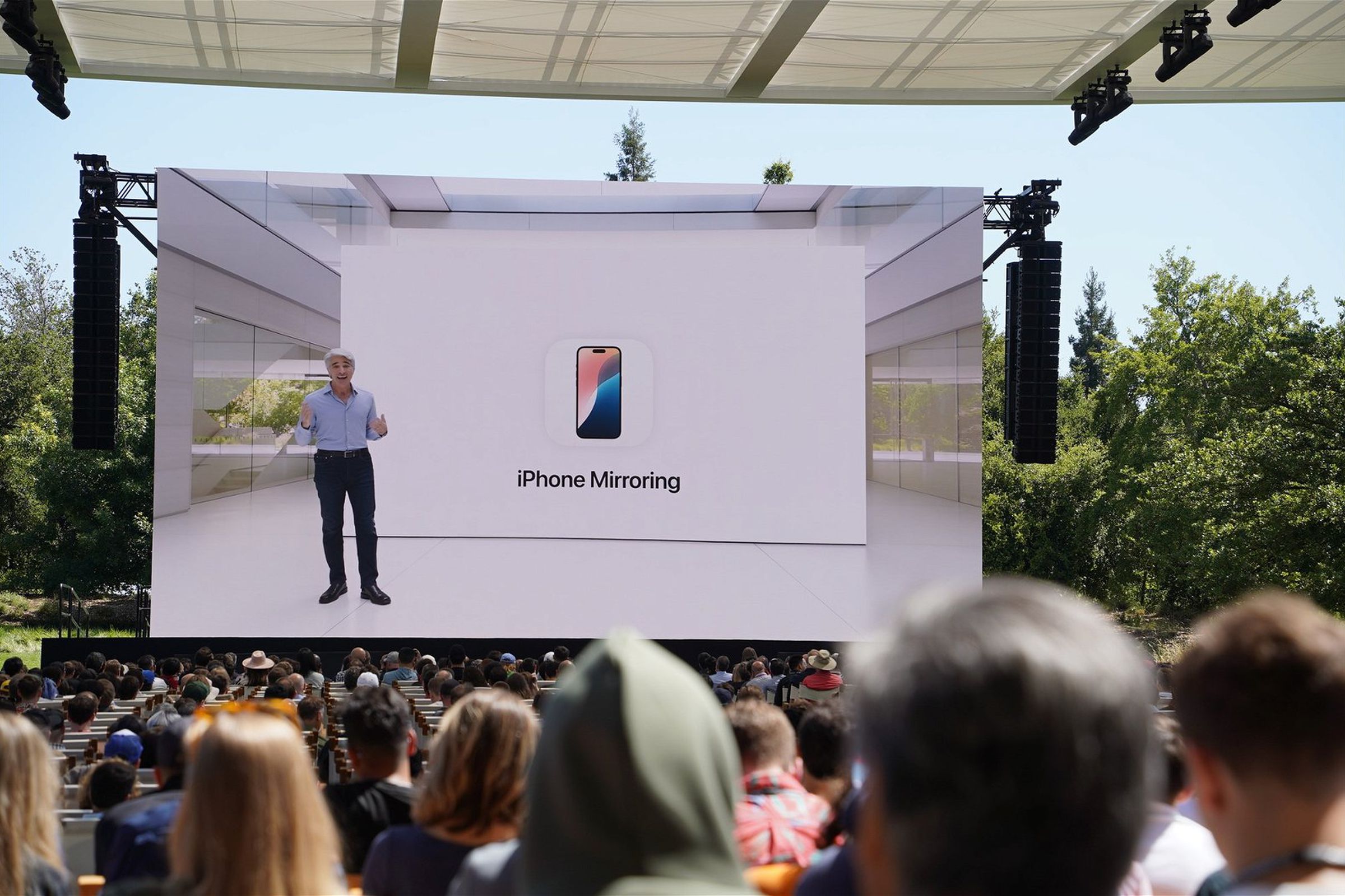 Photo of iPhone mirroring presentation at WWDC