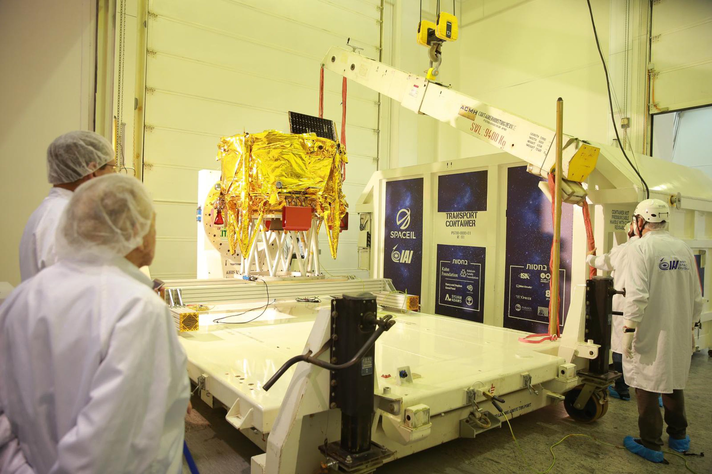 SpaceIL’s lander being prepped for launch.