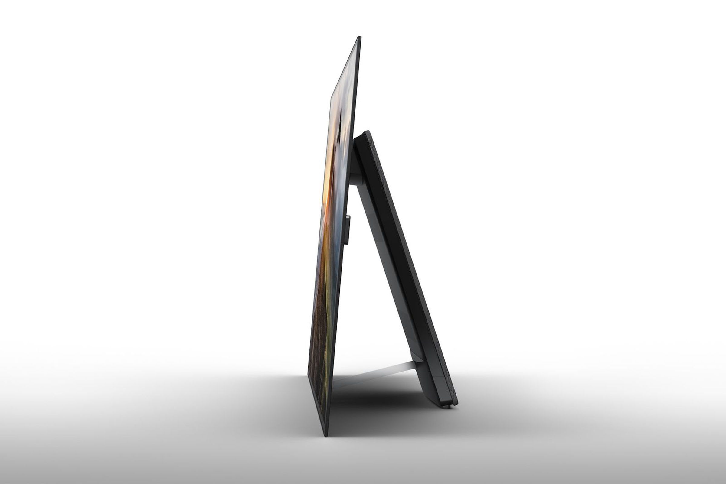 Sony has moved away from the angled, pull-out stand of last year’s A1E. 