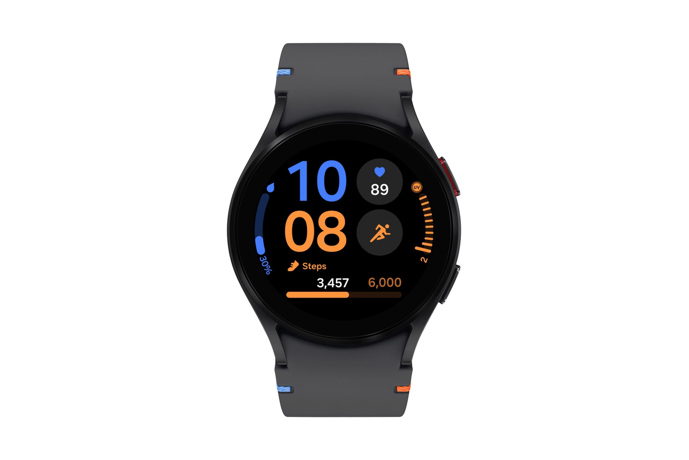 Galaxy Watch FE in black, light blue, and pink