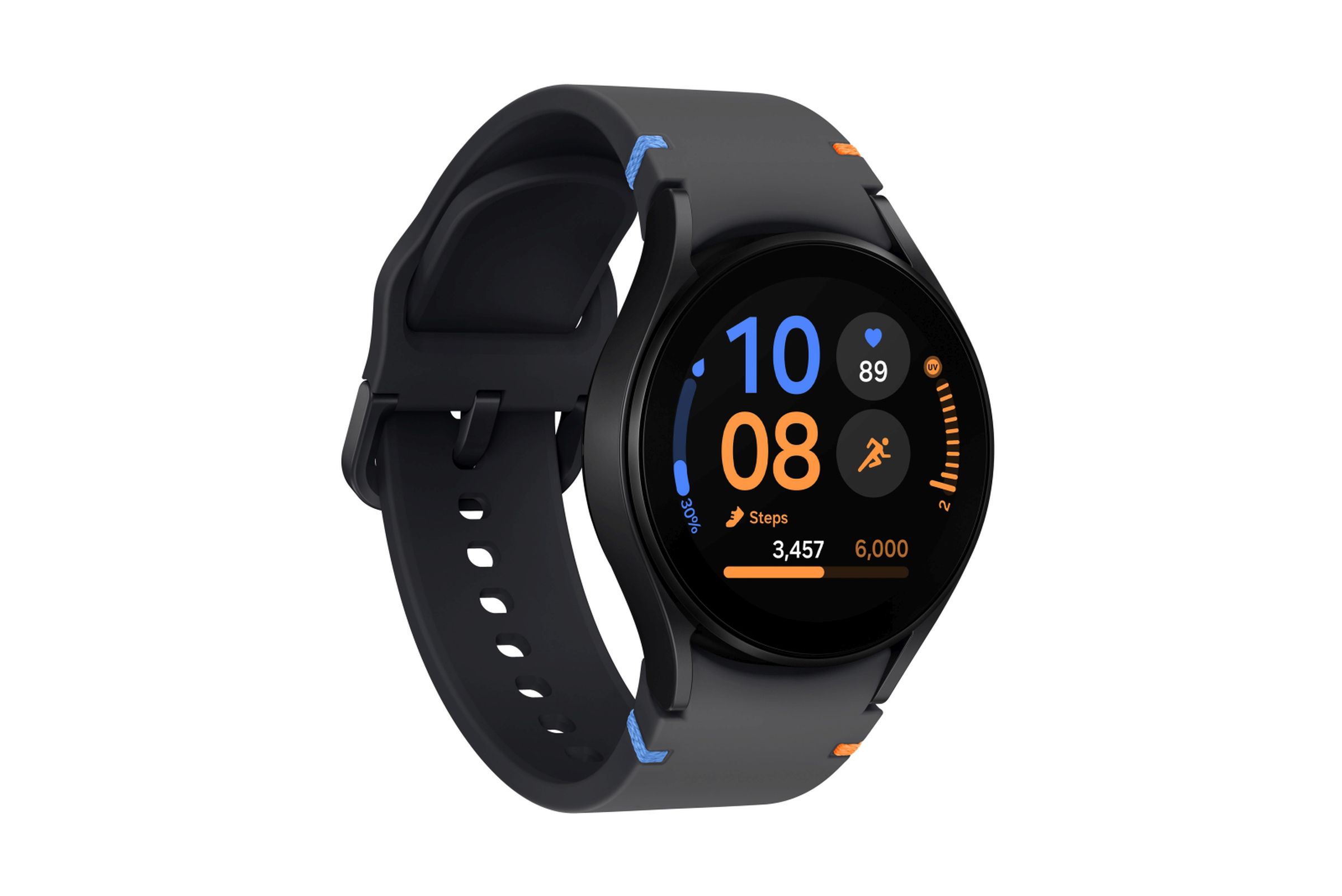 Galaxy Watch FE in black, light blue, and pink