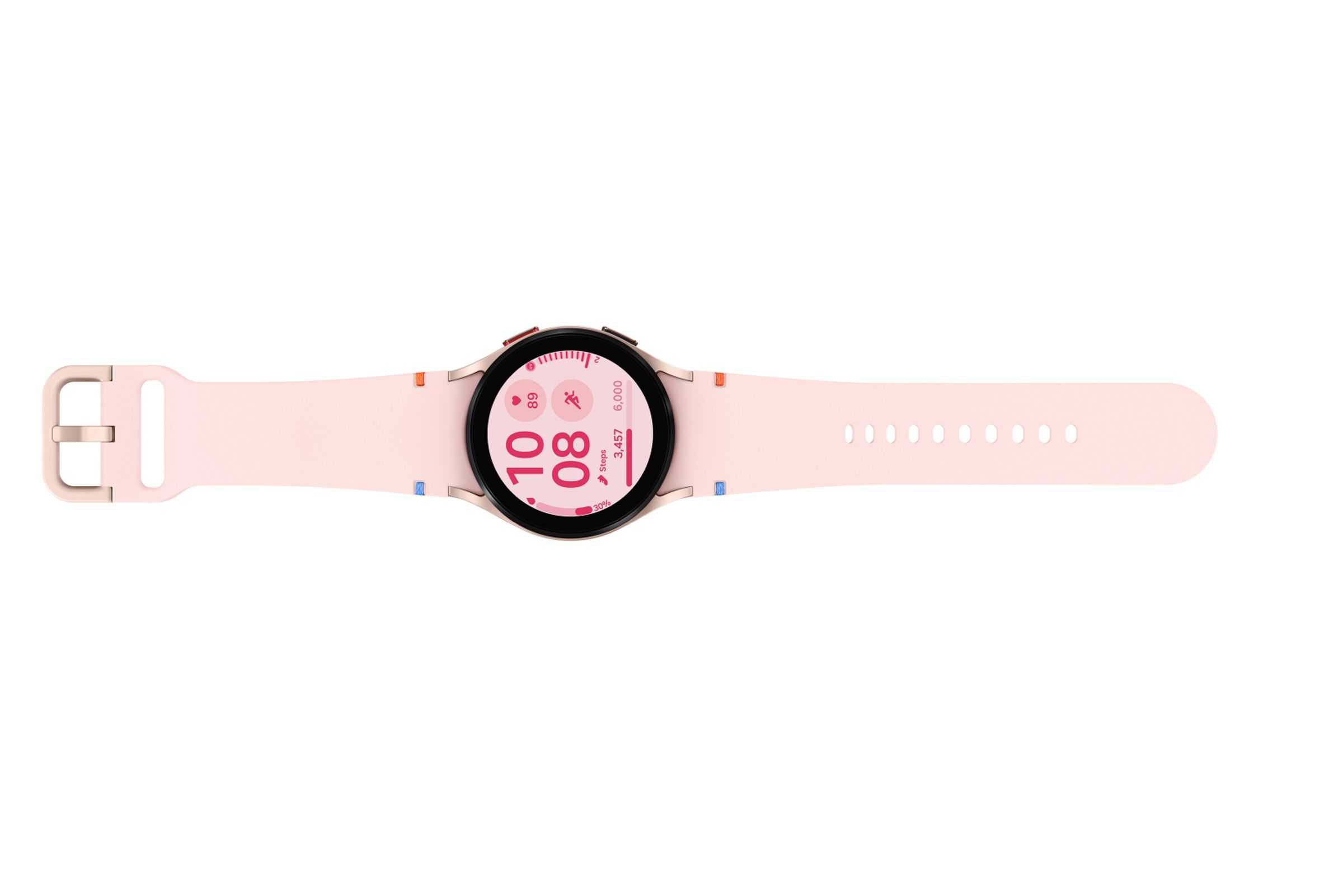 Galaxy Watch FE in black, light blue, and pink