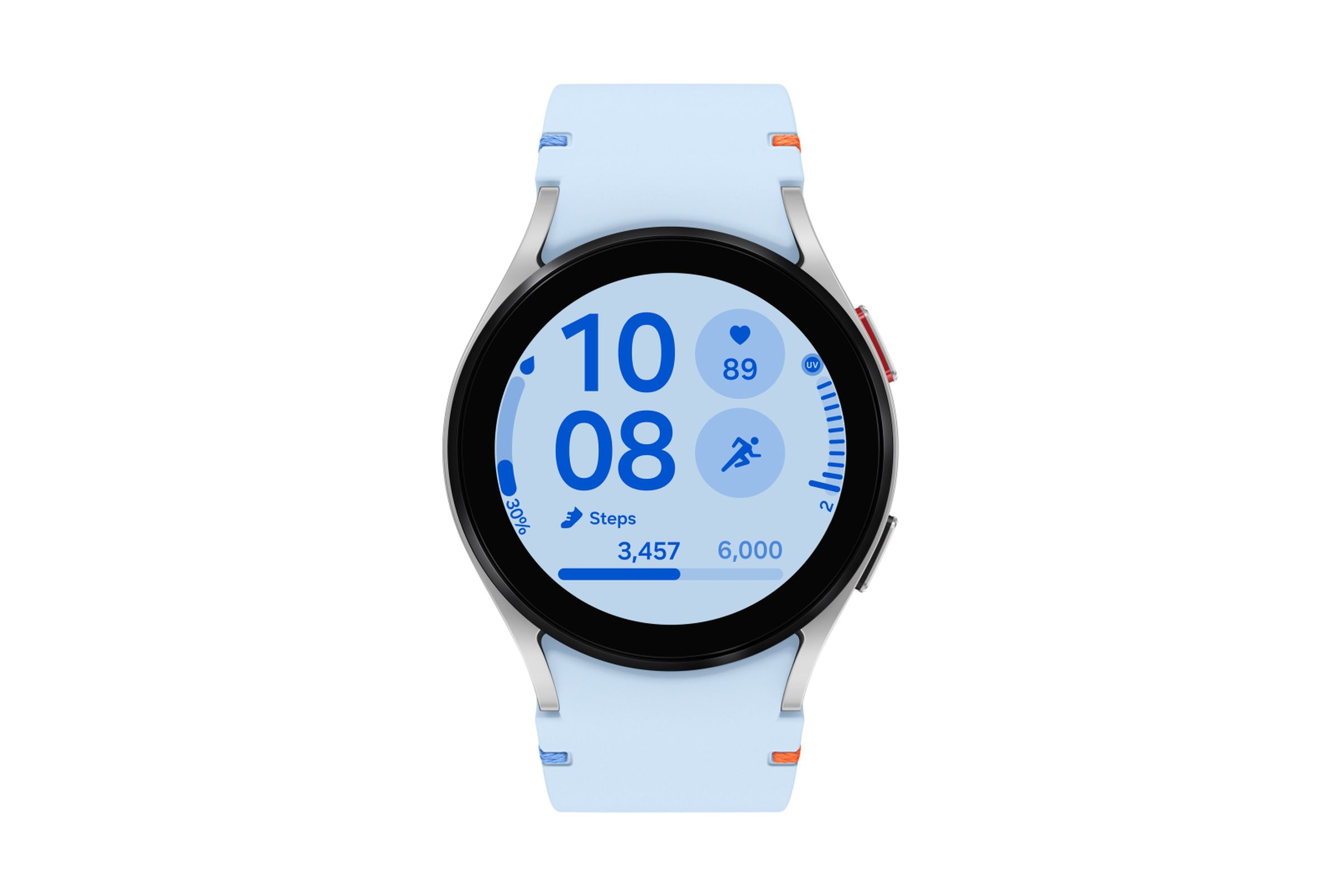 Galaxy Watch FE in black, light blue, and pink