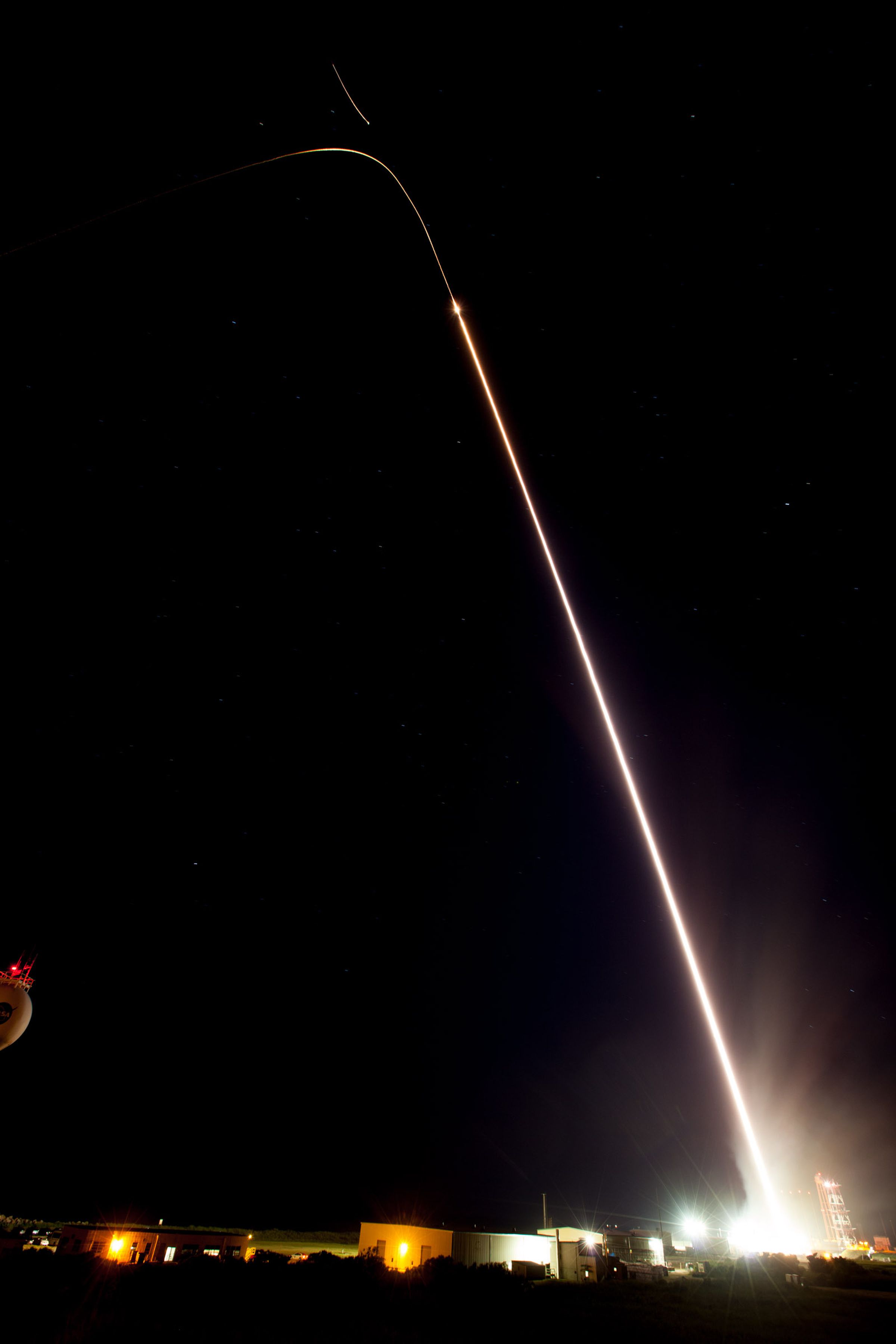 A long exposure shot of the launch.