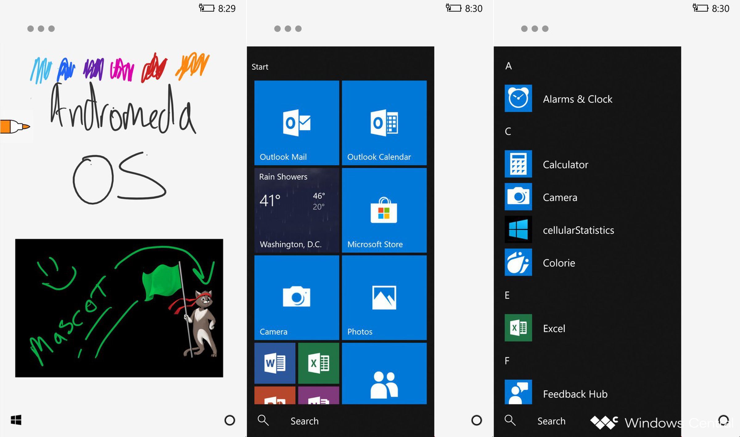 Andromeda OS’ UI looked a lot like Windows Phone.