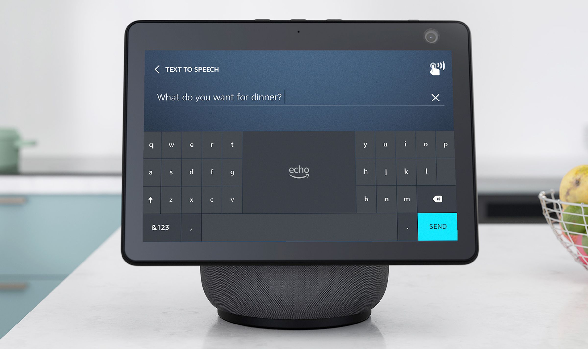 Text to Speech is a new feature that lets you type a phrase on an Echo Show and have the Assistant say it out loud.