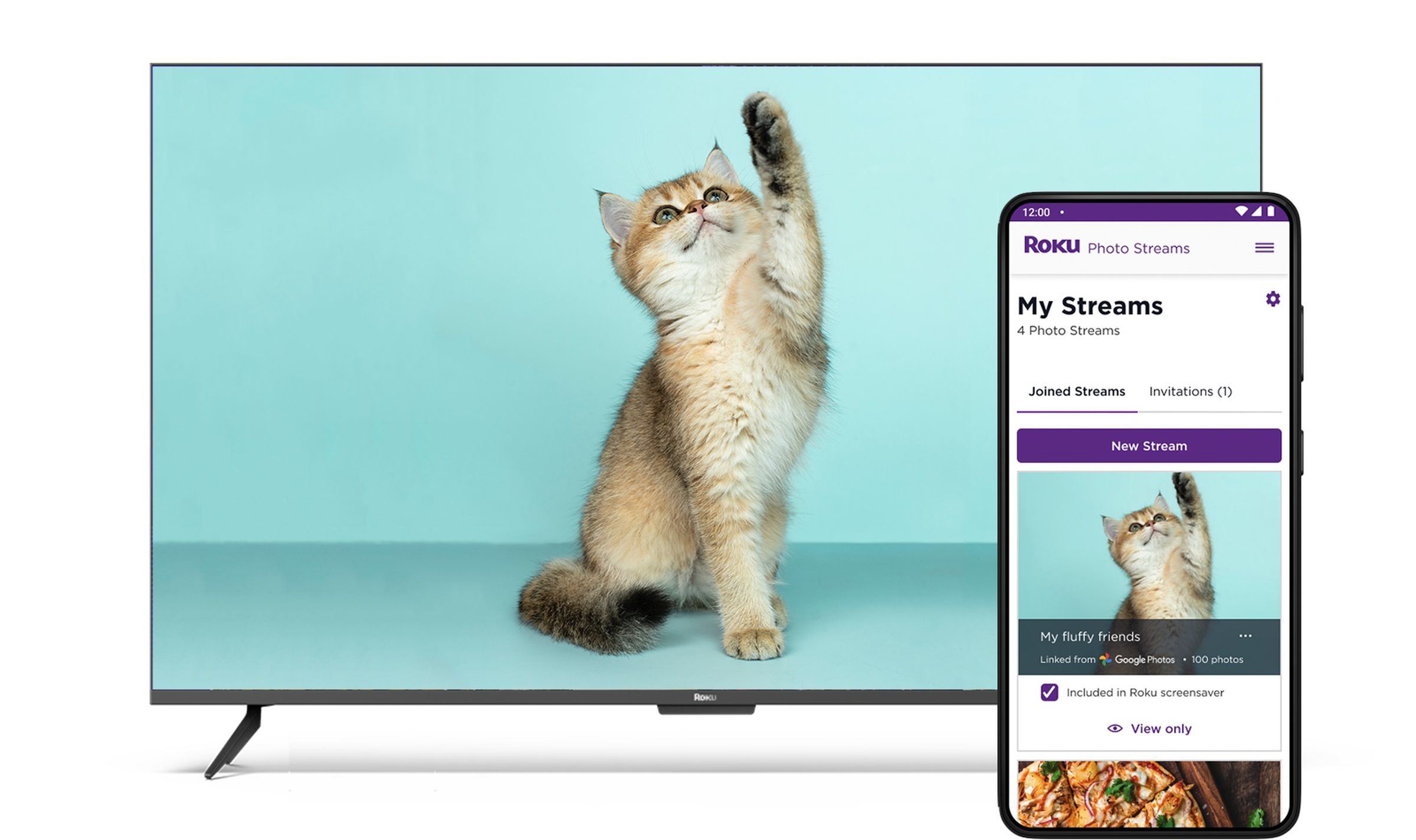 An image showing Google Photos support on Roku photo streams.