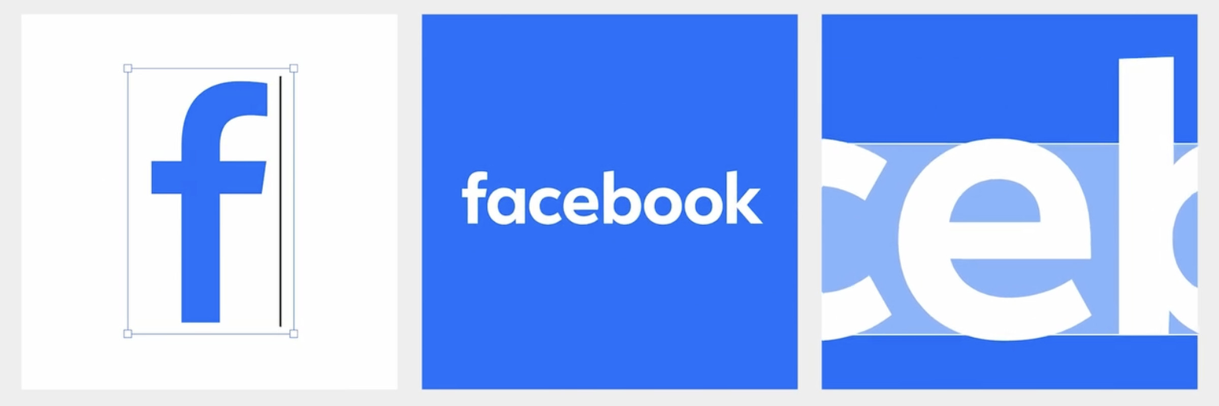 Images showing the Facebook wordmark and other Facebook design tweaks.