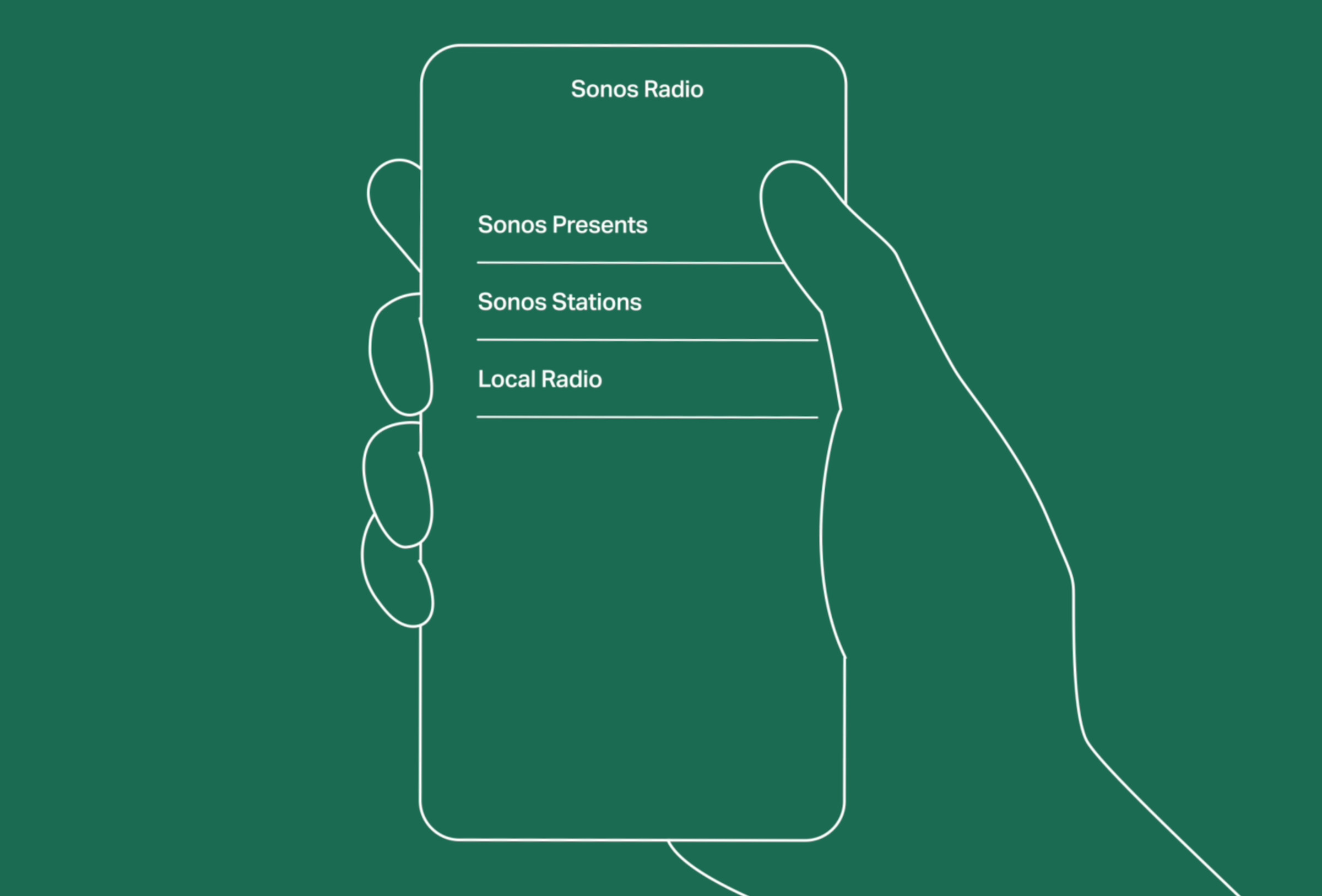 Sonos Radio is divided into three sections.