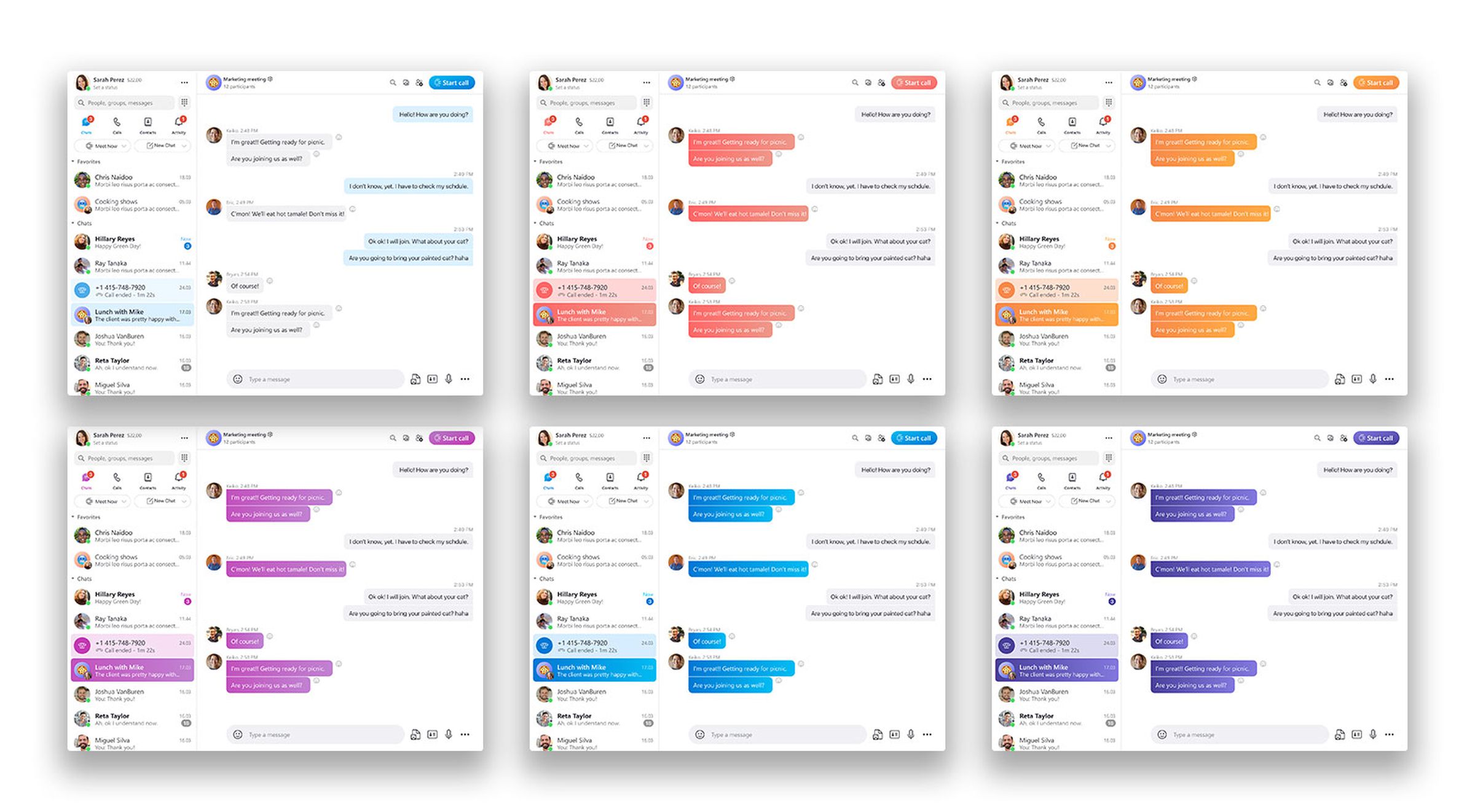 Skype’s colorful new themes.
