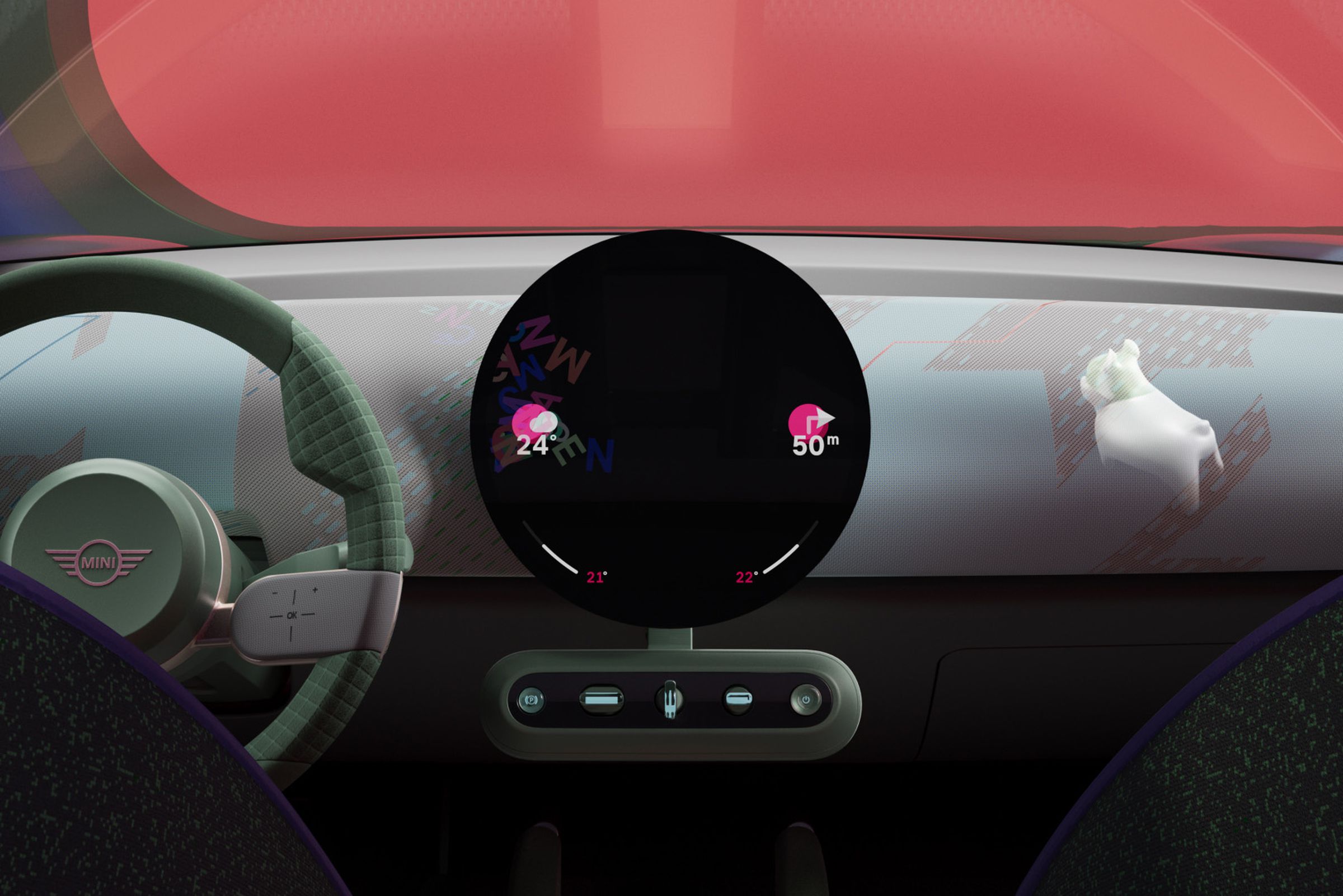 Spike aparece no visor do painel do carro.
