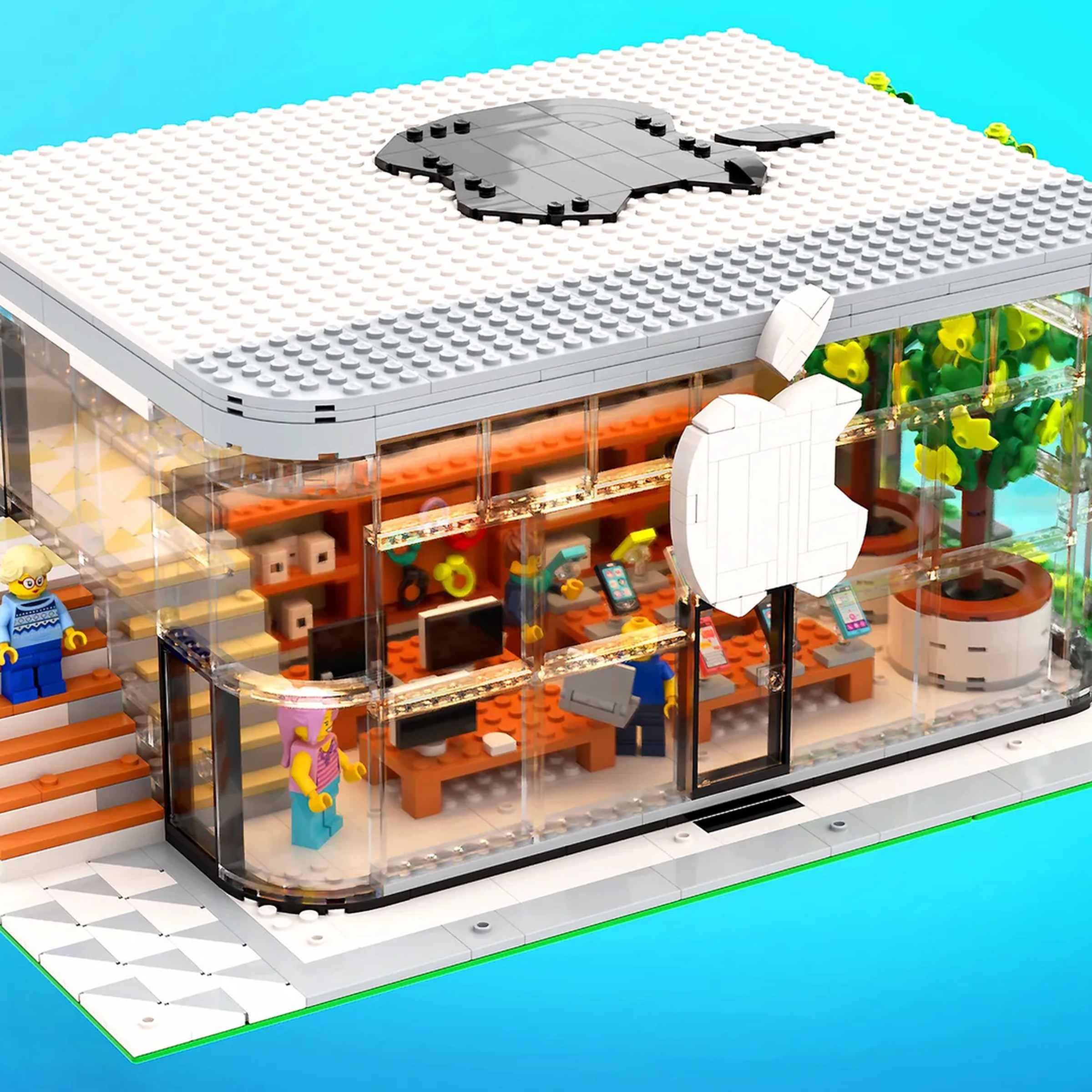 A picture of the Lego Apple Store build in its completed state.