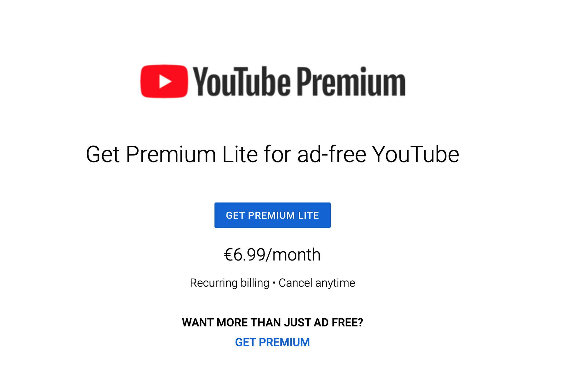 Premium Lite offers ad-free viewing at a lower price.