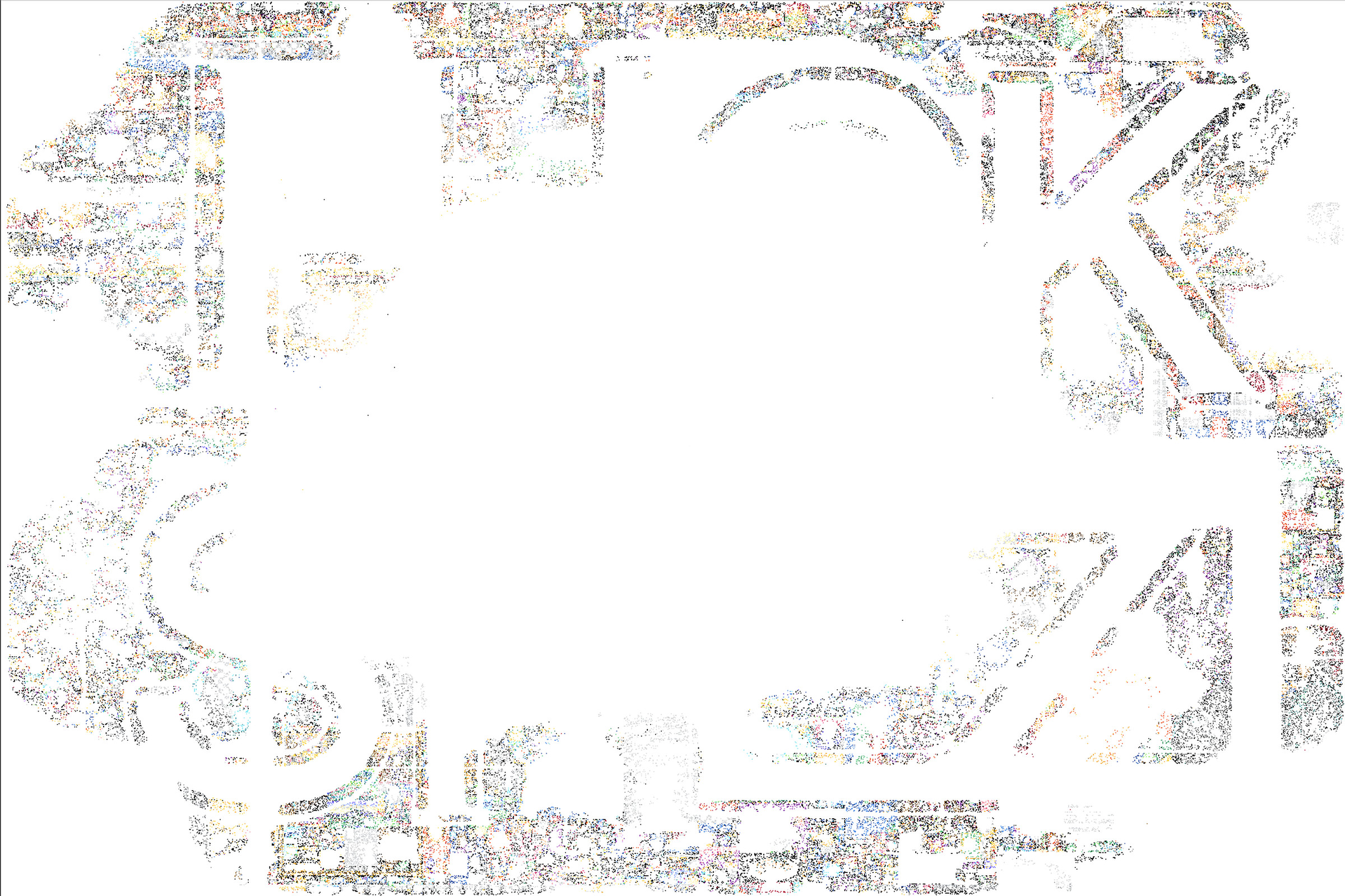 A screenshot of r/Place with a growing amount of white. In the middle, there are the final remnants of a large message that says “FUCK SPEZ.”