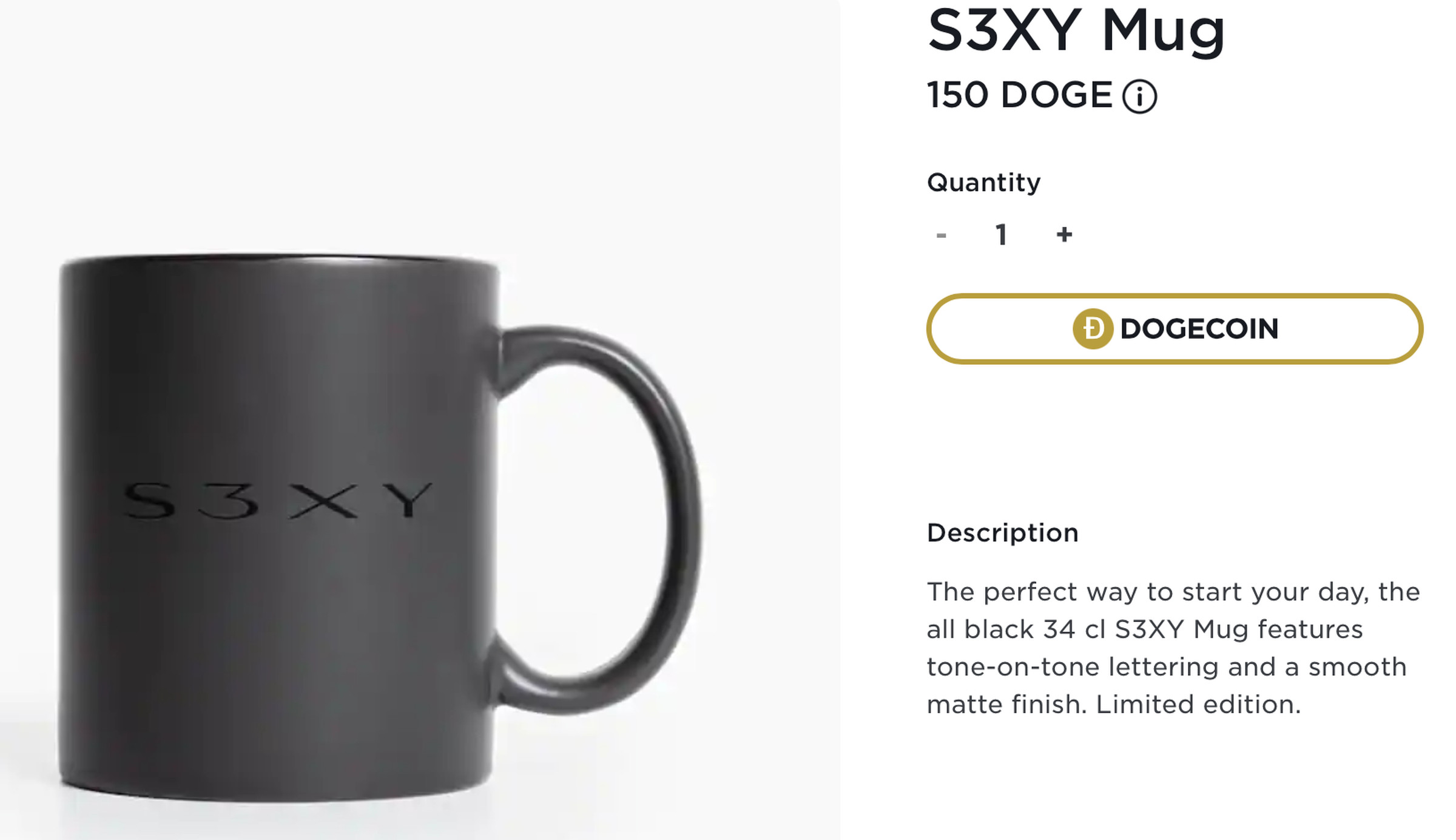 The S3XY Mug, available for 150 doge.