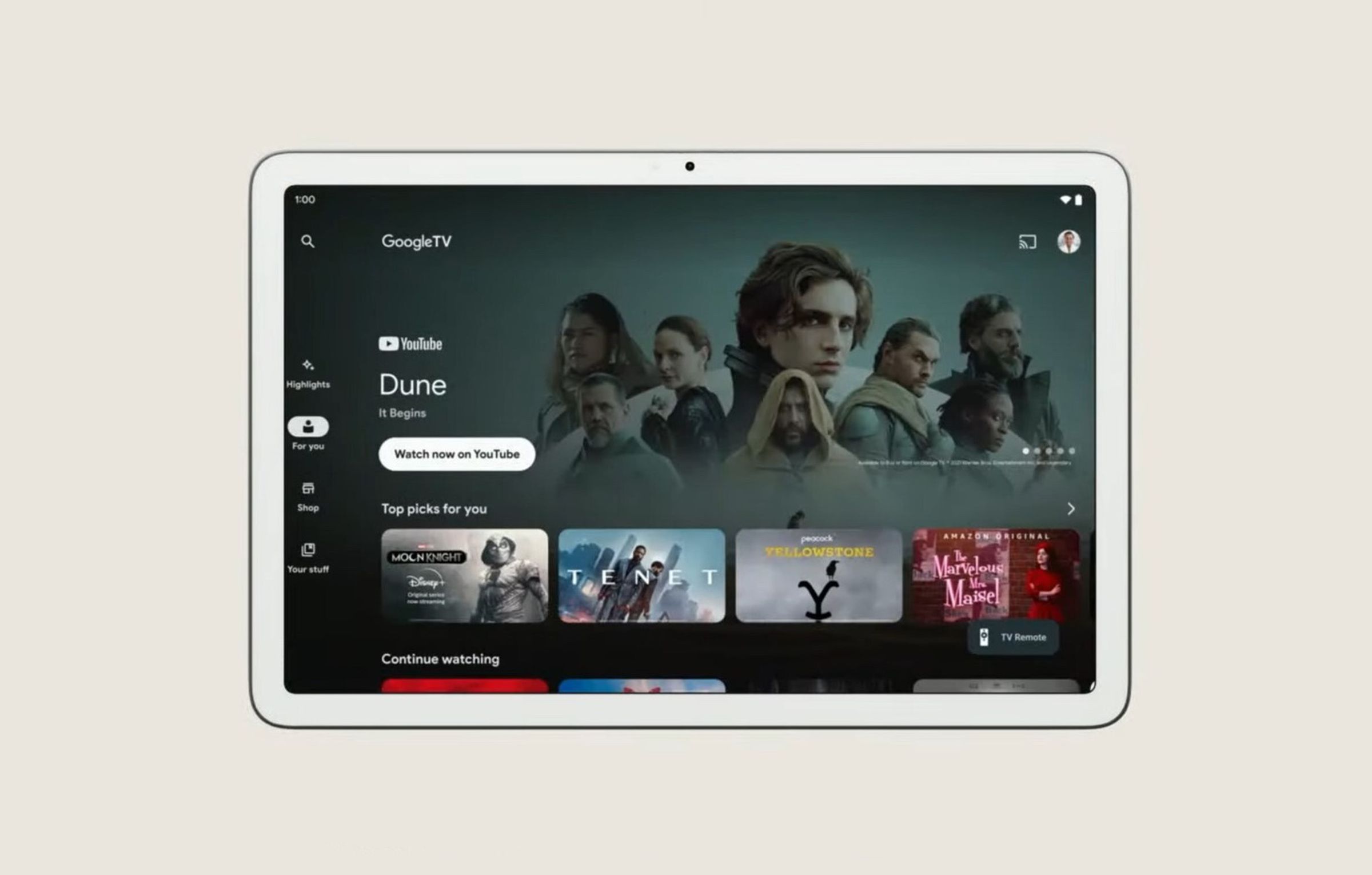 An image showing the display of Google’s Pixel tablet