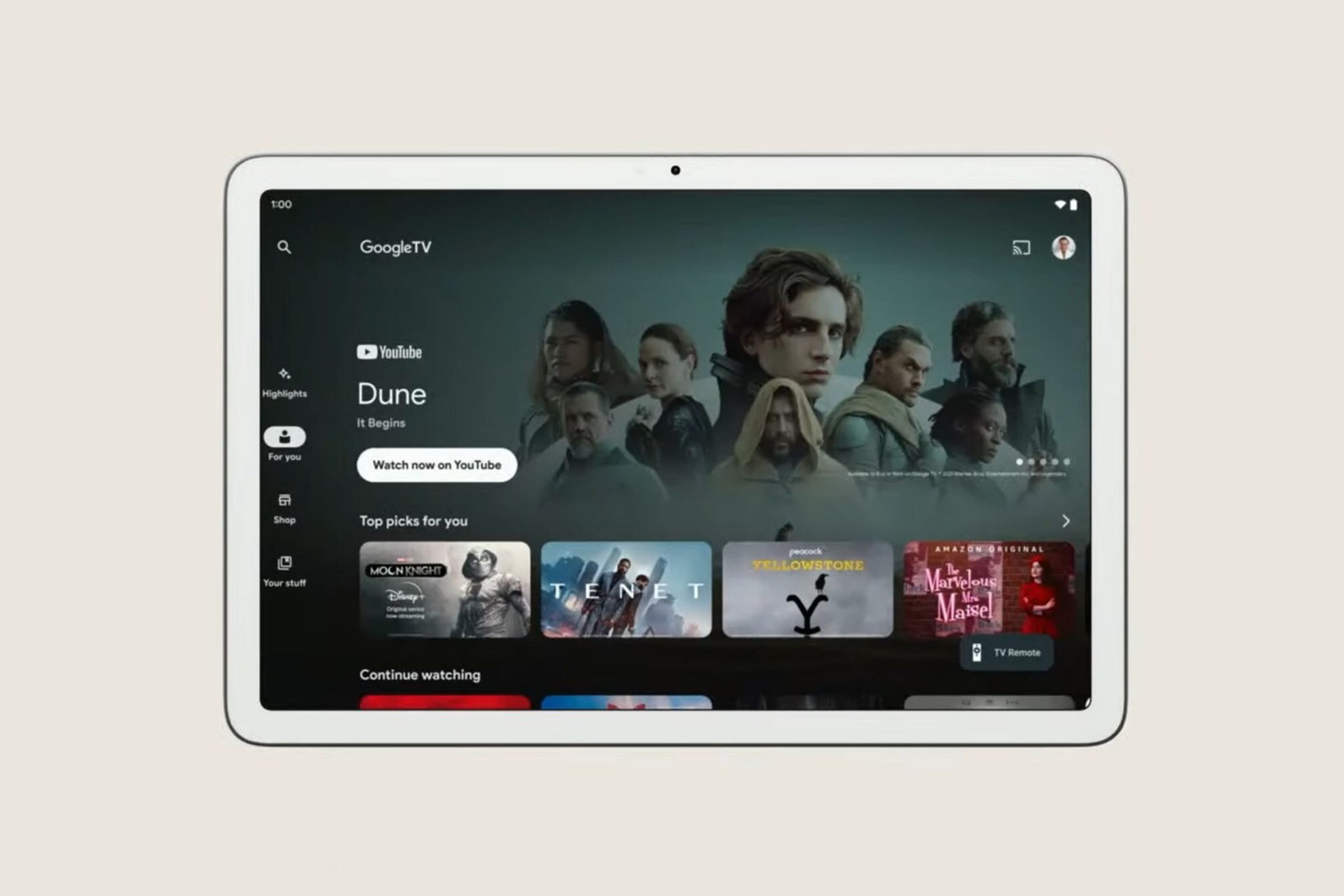 An image showing the display of Google’s Pixel tablet