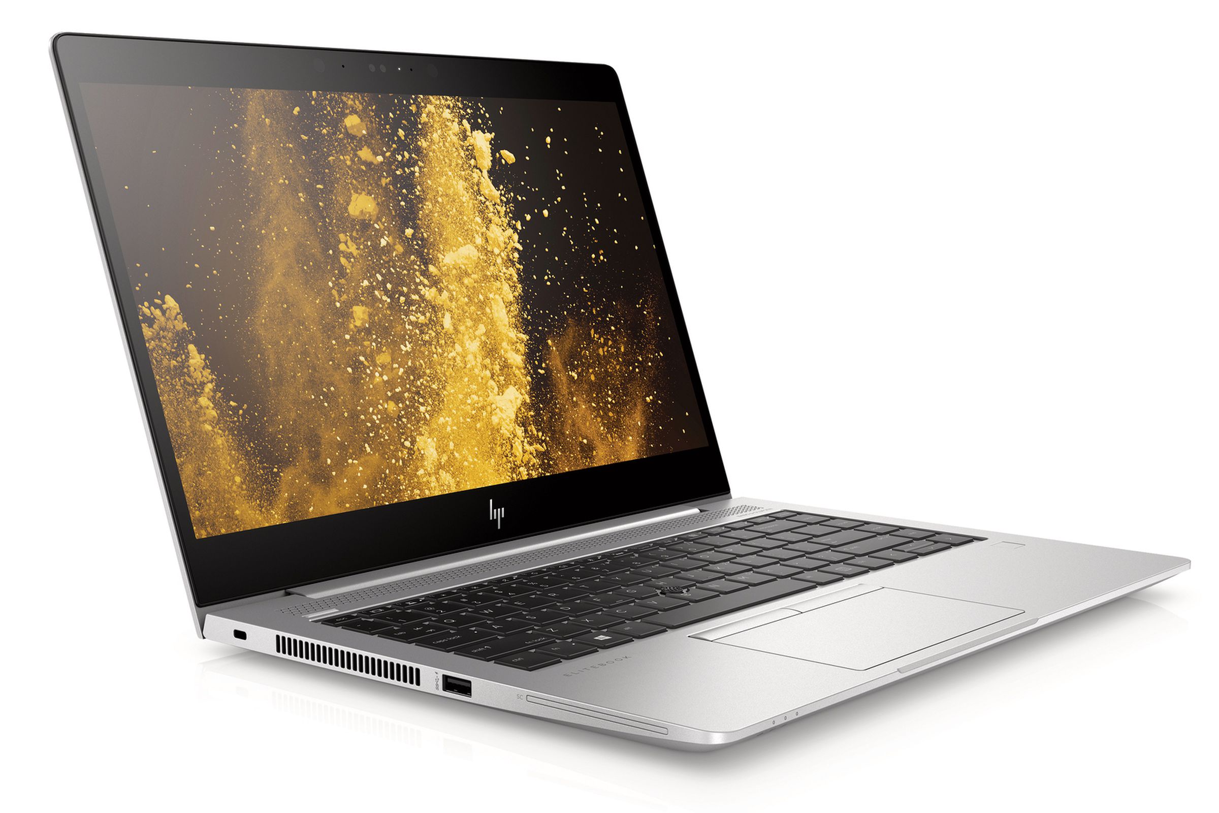 The HP EliteBook 840 with touchscreen (and no webcam cover)