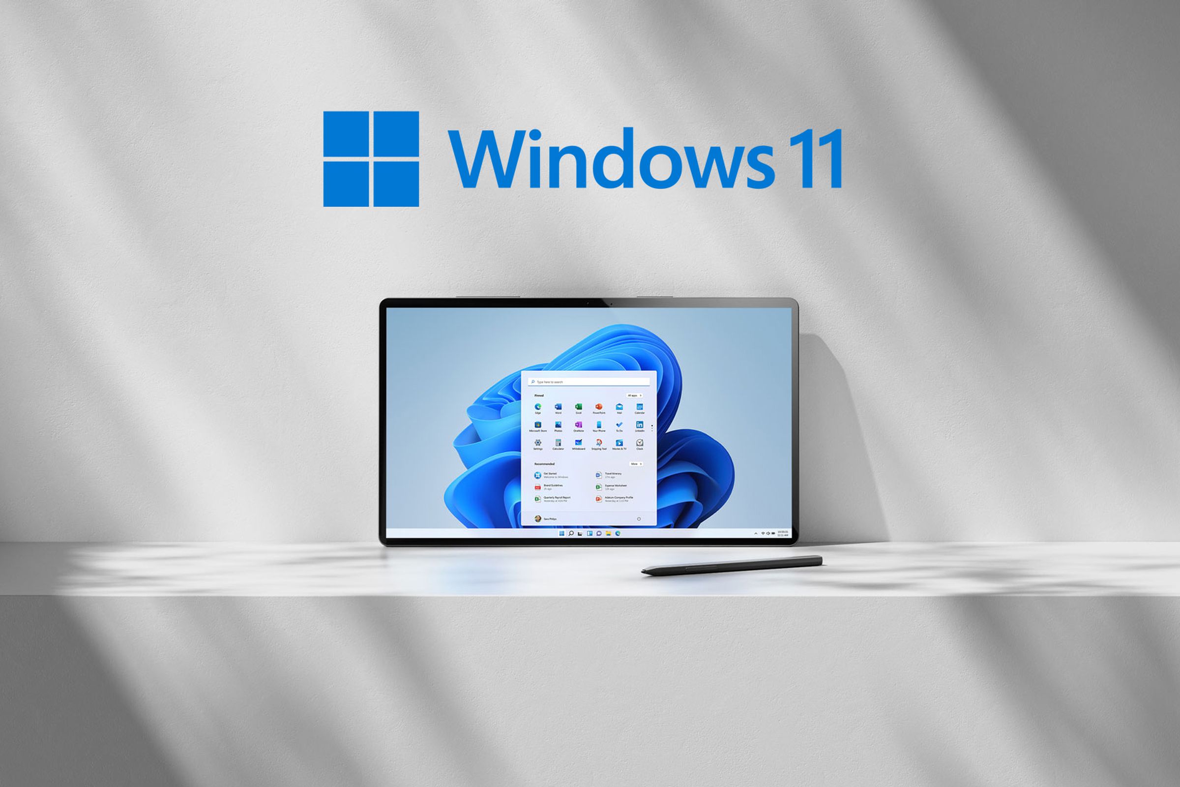 Illustration of Windows 11 running on a tablet