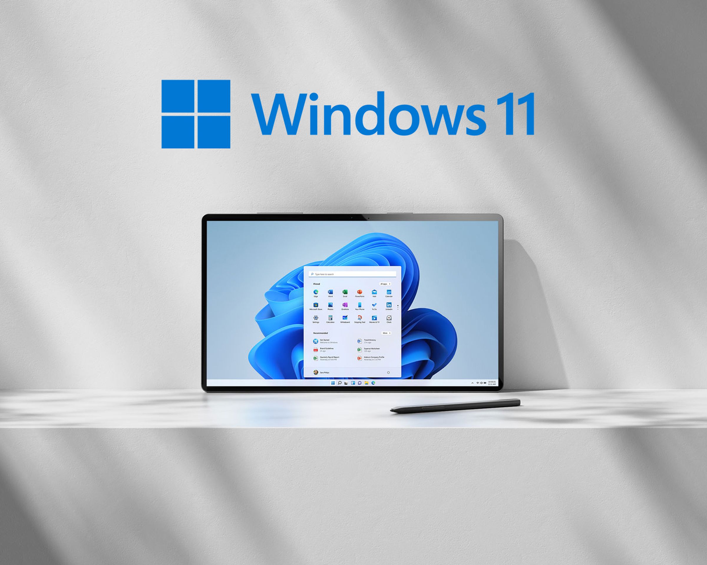 Illustration of Windows 11 running on a tablet