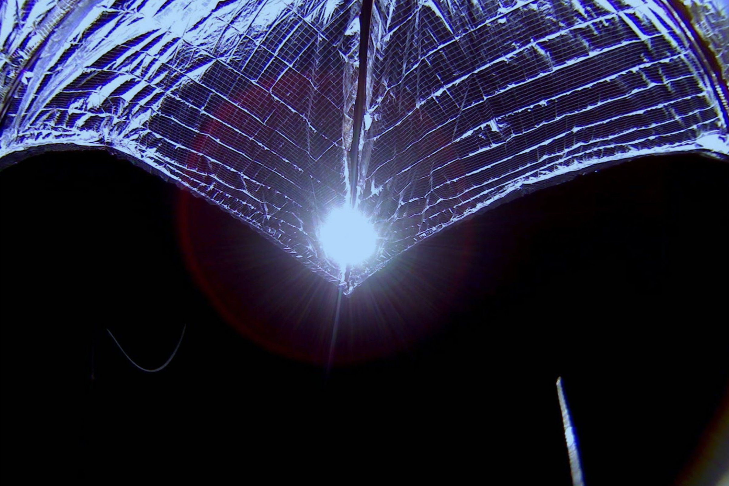 LightSail 2’s solar sail, as seen from the spacecraft’s onboard camera