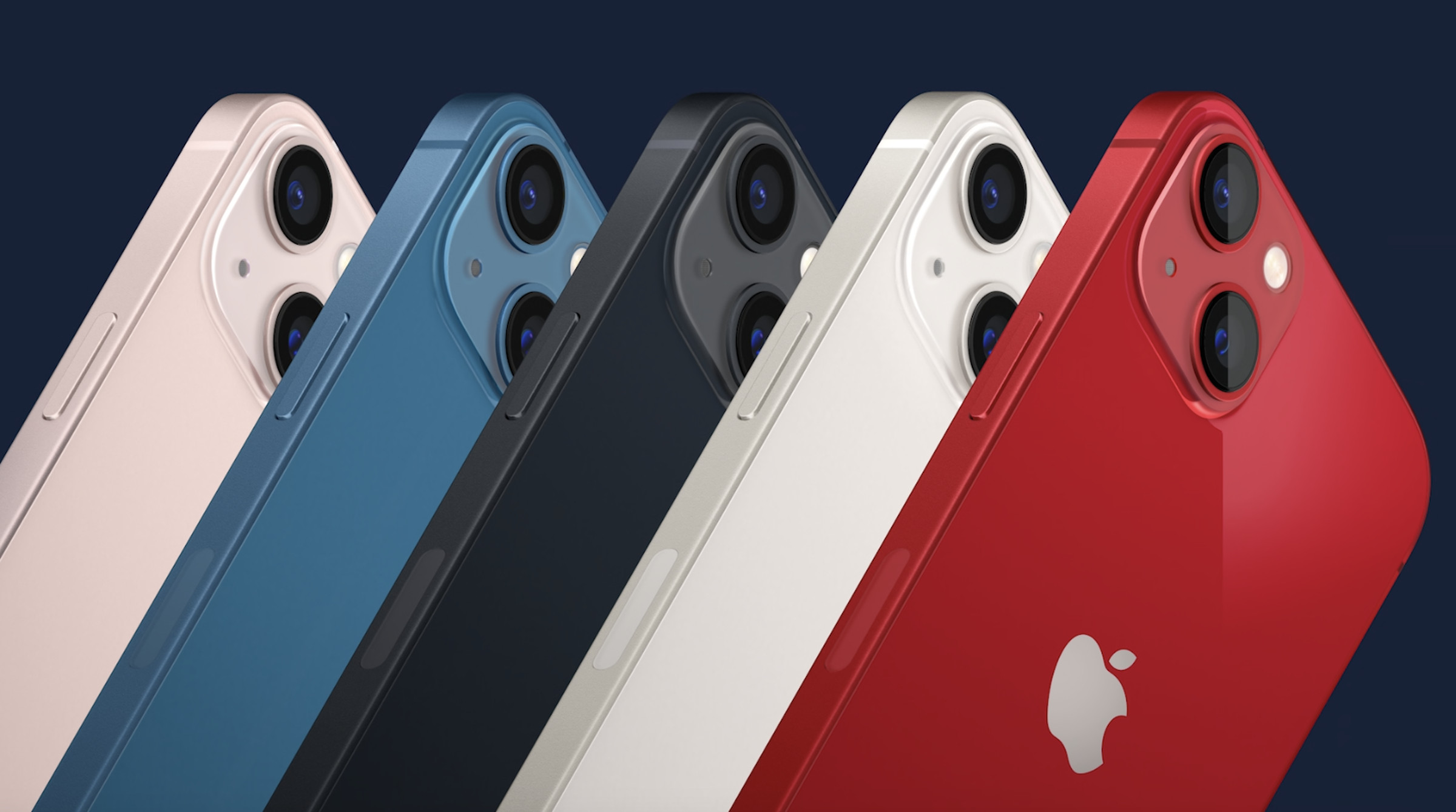 The iPhone 13 and 13 Mini come in pink, blue, black, white, and red.