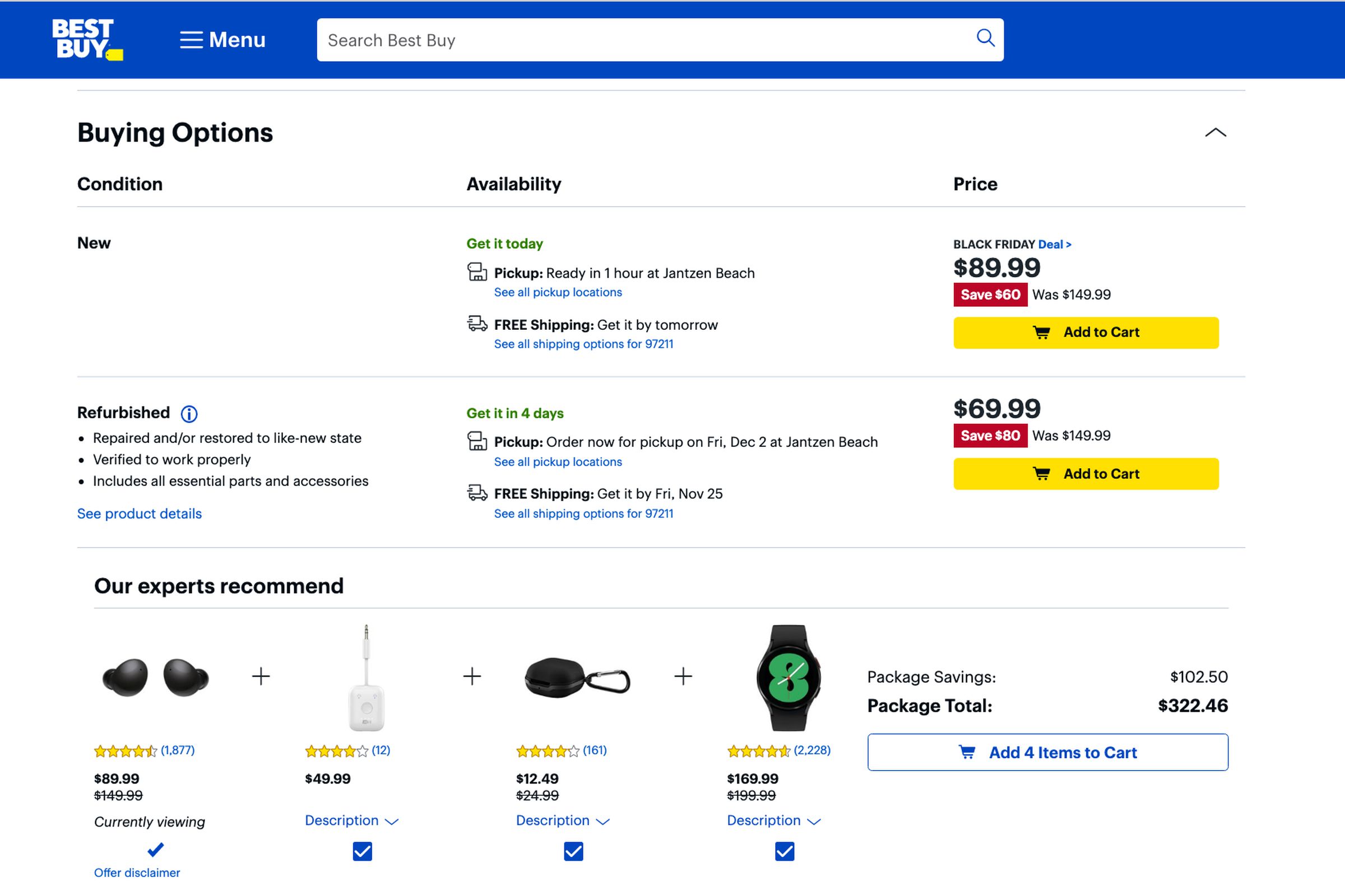 You might find refurbished or used options at Best Buy by clicking the “Buying Options” button.