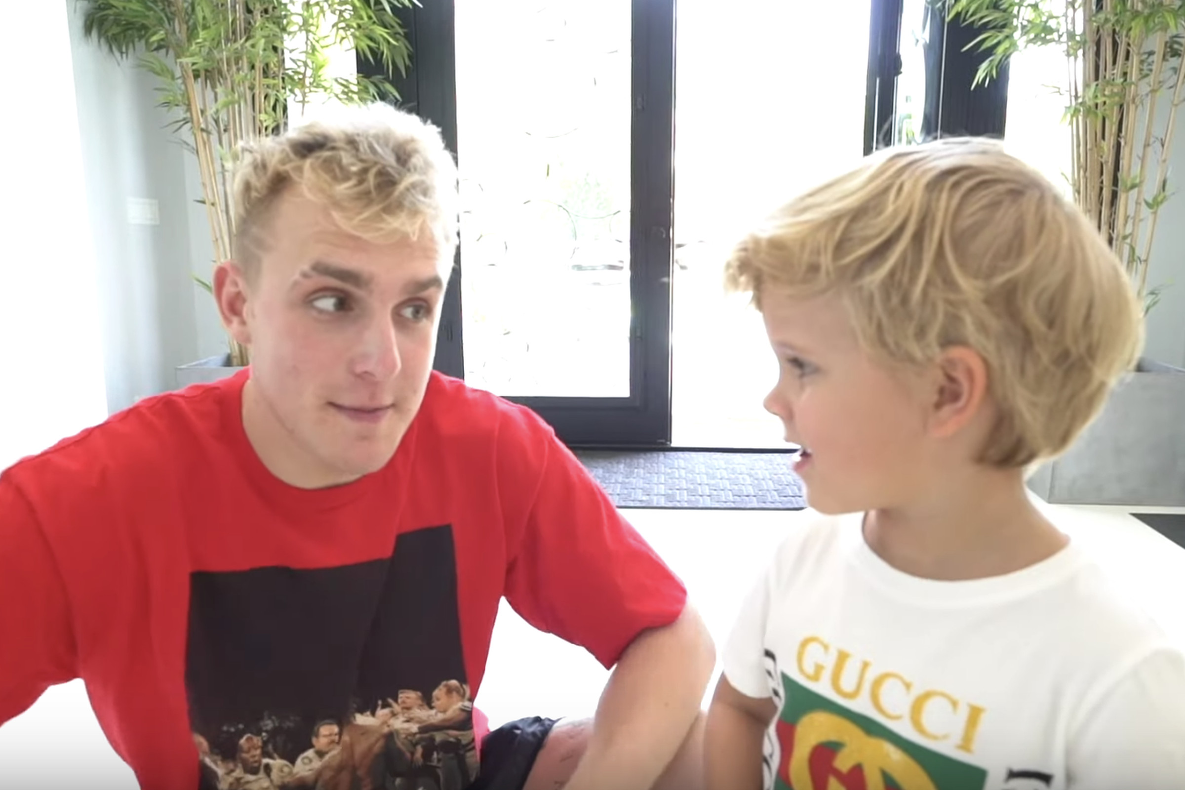 Jake Paul (left) with four-year-old vlogger, Tydus.