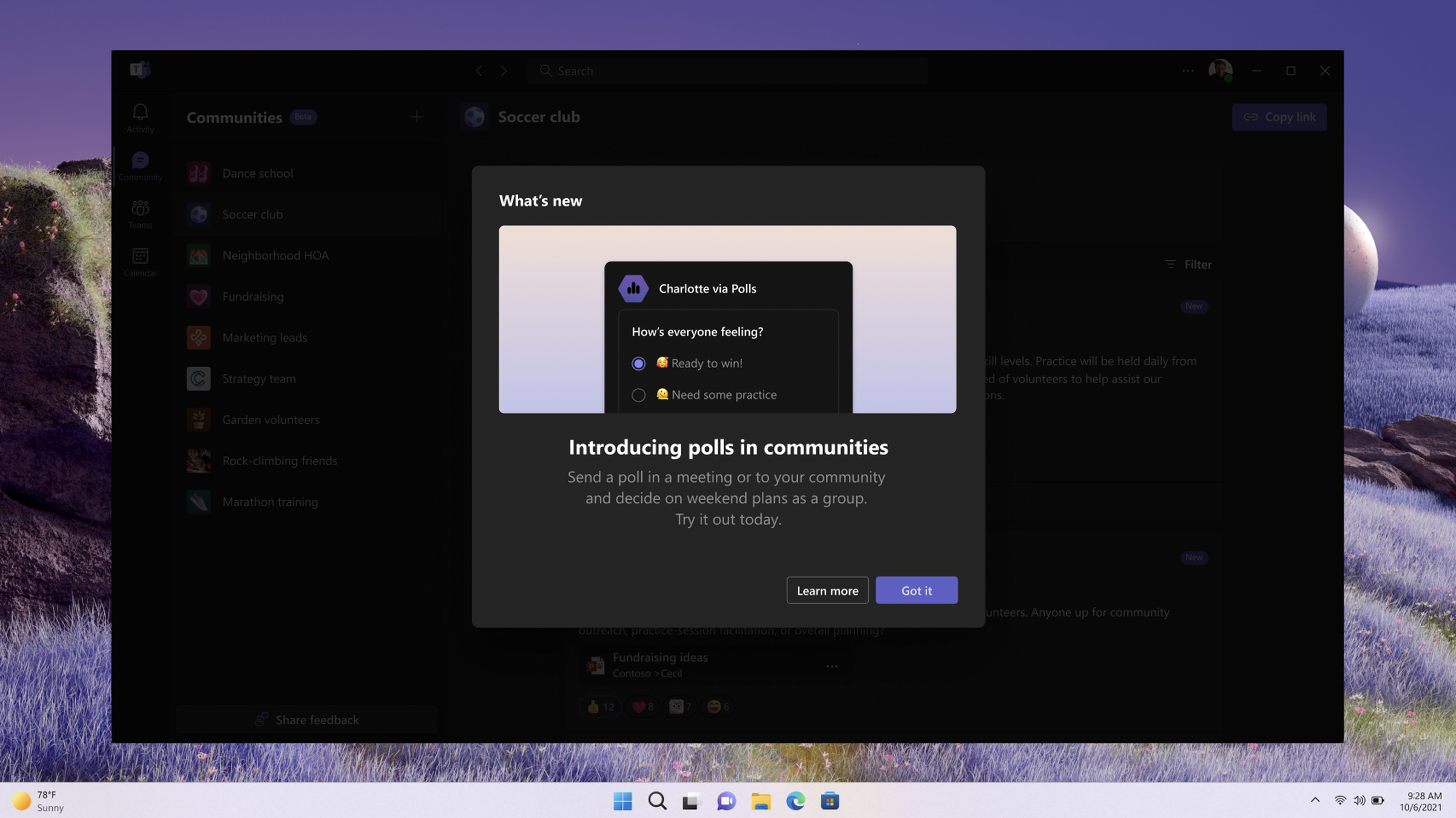 Polls are also coming to Microsoft Teams communities.